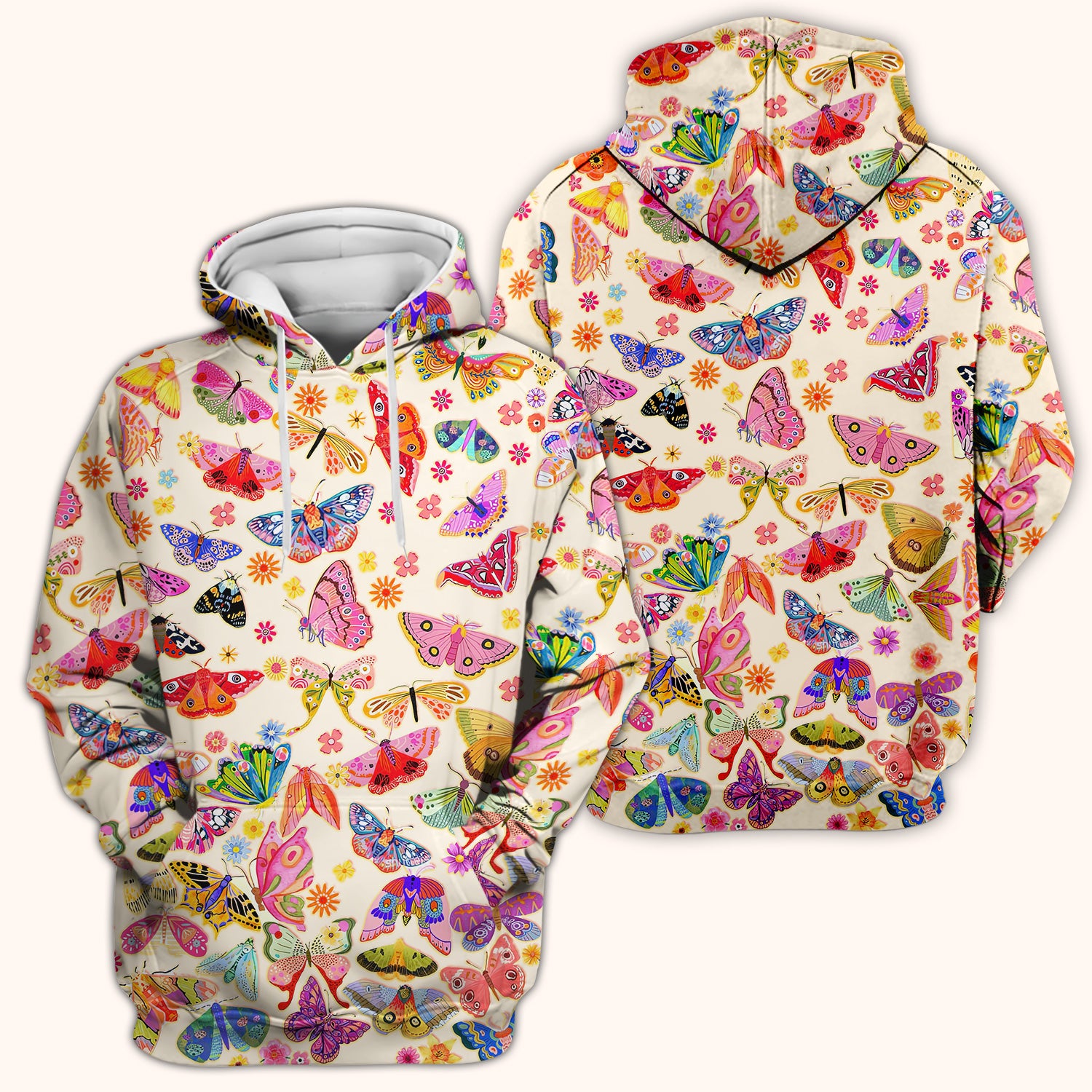 Colorful Butterfly Floral Pattern Scrub Top, Comfortable Scrubs for Nurses