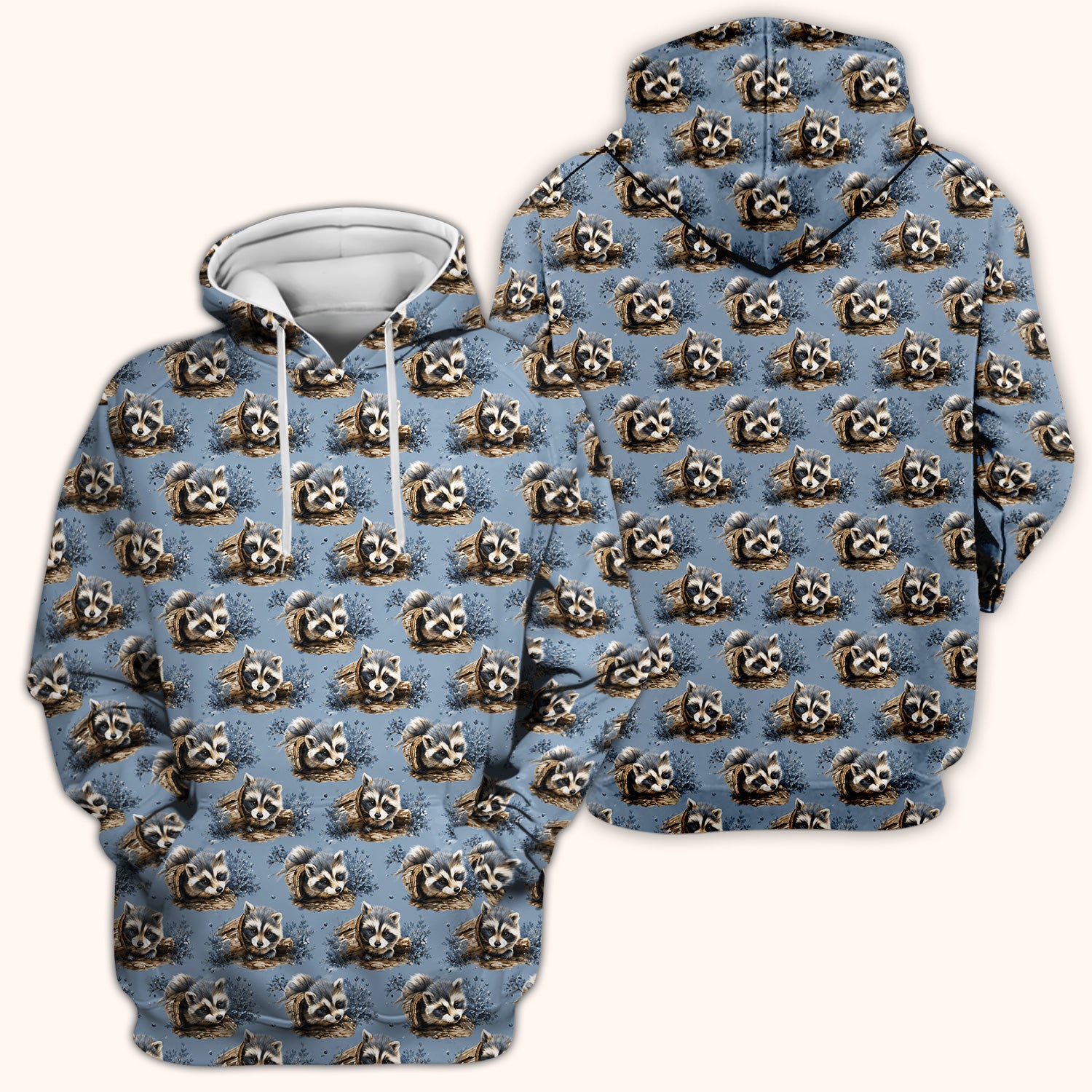 Cute Raccoon In Log Pattern Scrub Top, Comfortable Scrubs for Nurses