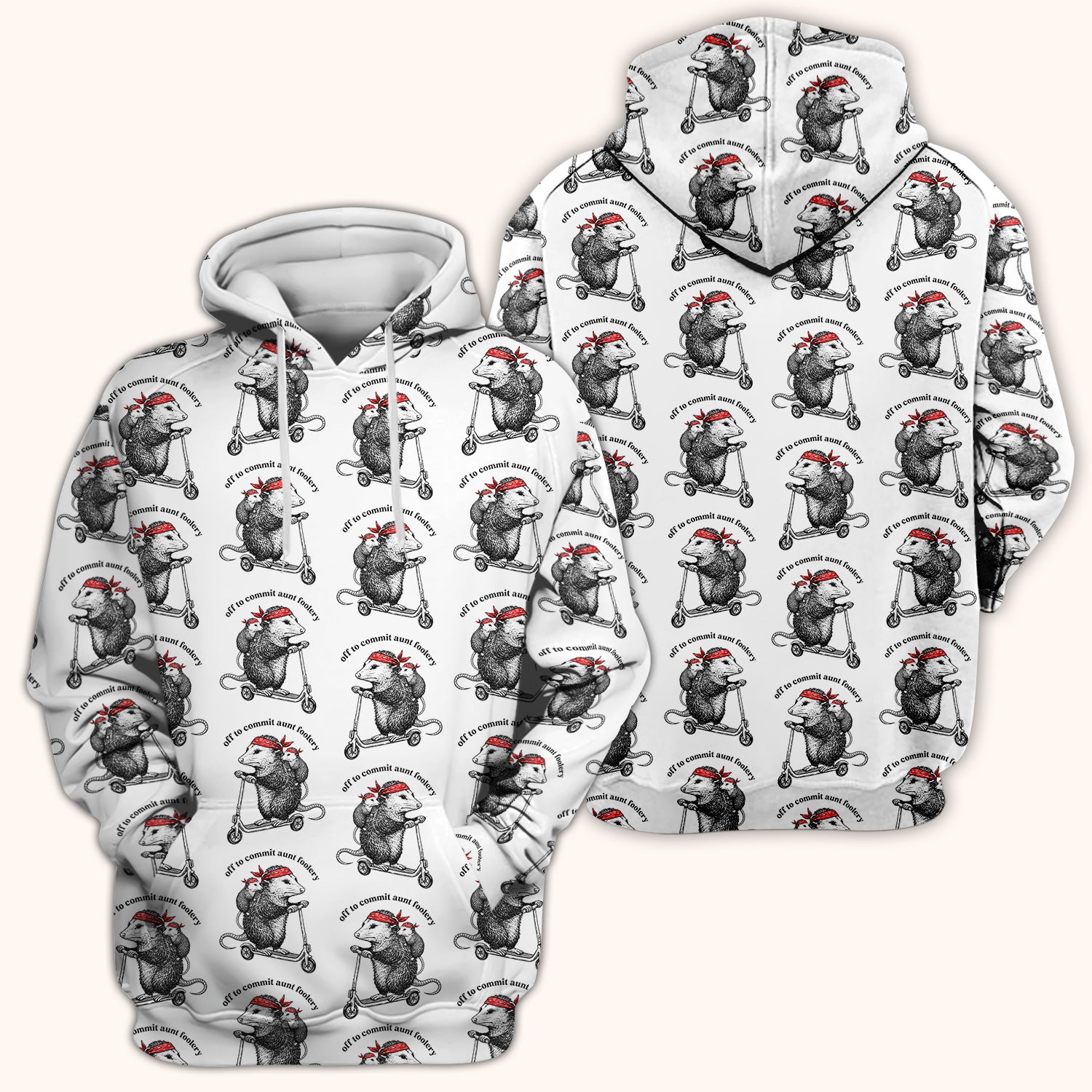 Aunt Foolery Opossum Pattern Scrub Top, Comfortable Scrubs for Nurses
