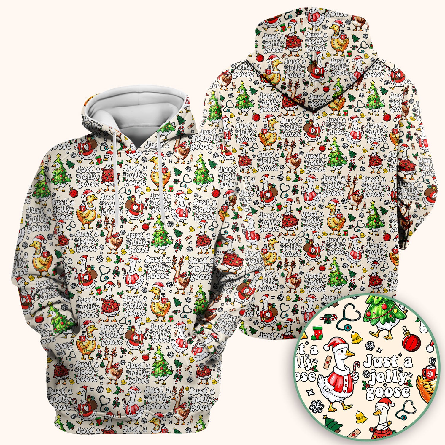 Christmas Goose Scrub Top for Nurse - Funny Jolly Holiday Medical Shirt for Women