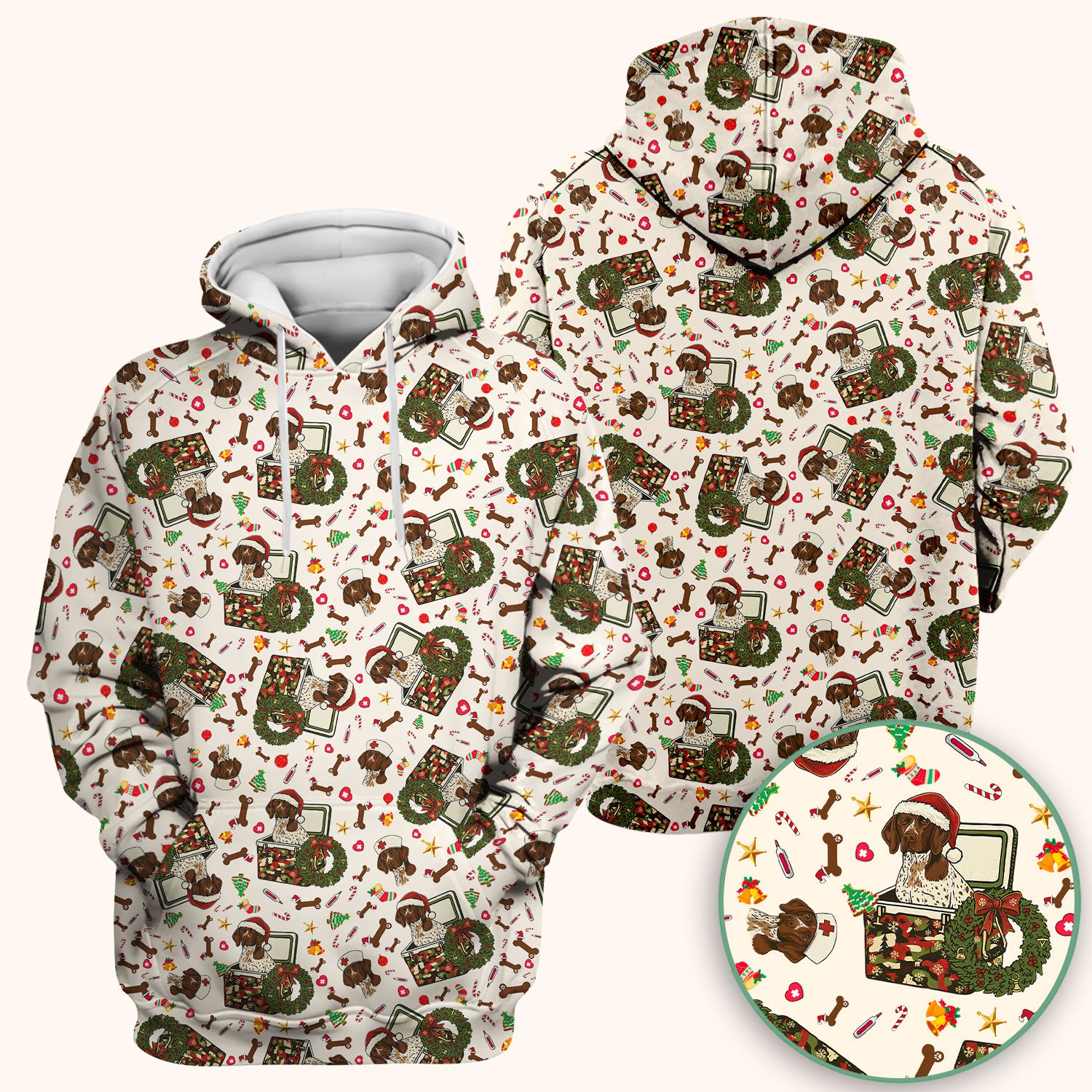 Christmas Dachshund Scrub Top - Cute Sausage Dog Nurse Shirt - Funny Holiday Medical Uniform for Women RN LPN CNA Gift
