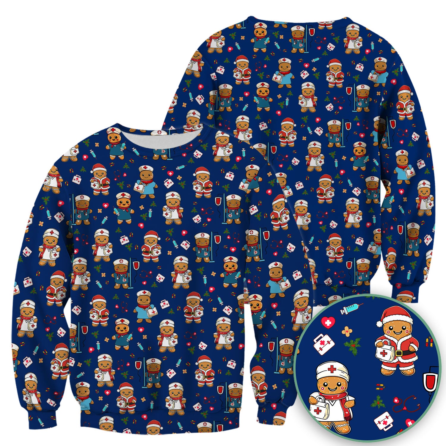 Elf Gingerbread Man Nurse Scrub Top - Santa’s Favorite Nurse Holiday Medical Uniform RN LPN CNA Gift