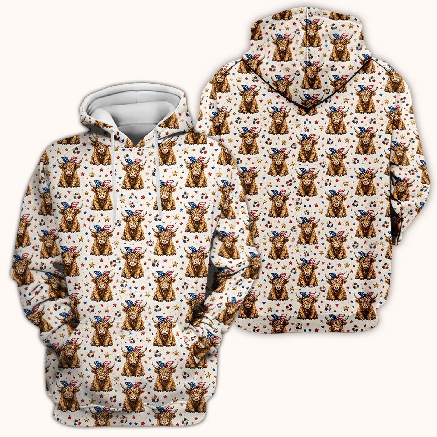Patriotic Highland Cow Nurse for RN & CNA, Americana Farm Animal Healthcare Workers Medical Uniform Scrub Top, Comfortable Scrubs for Nurses