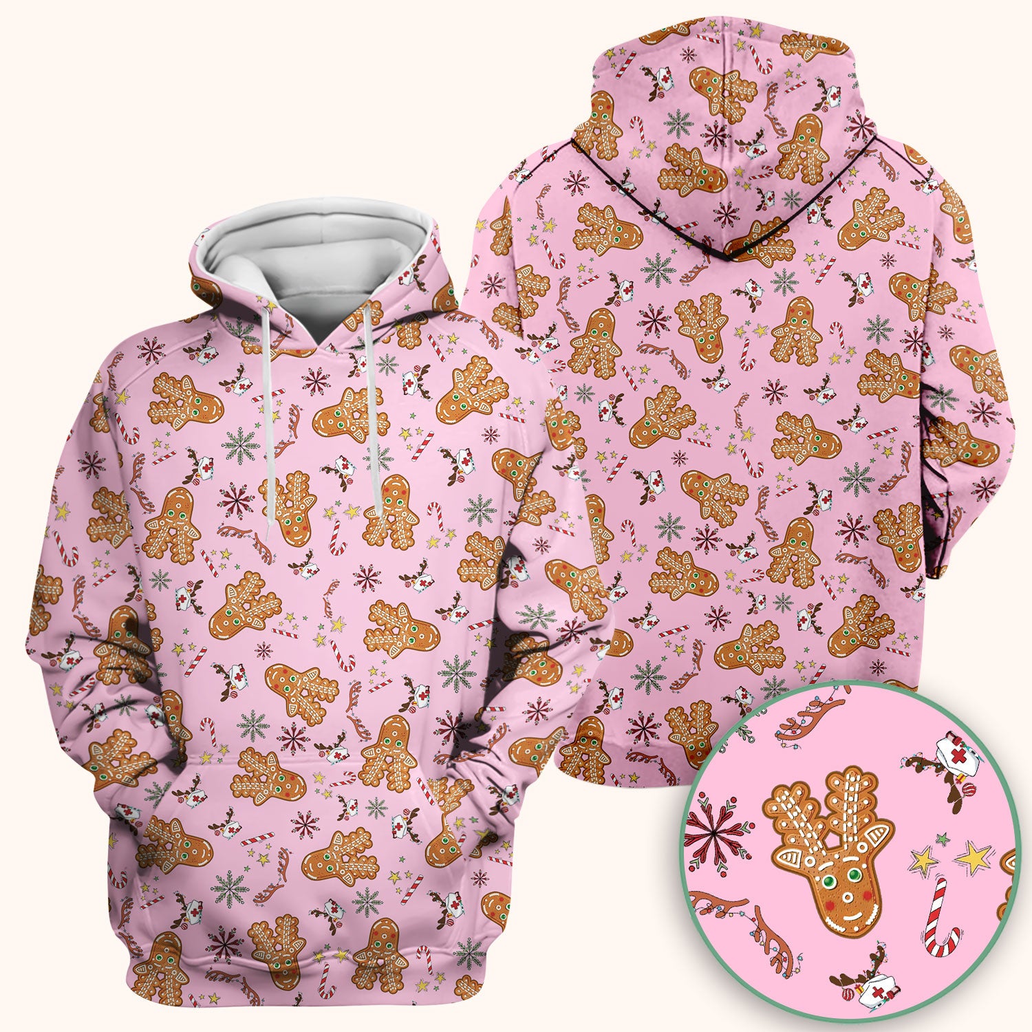 Gingerbread Cookies Reindeer Scrub Top - Funny Christmas Gingerbread Nursing Uniform - Comfortable Scrubs for Nurses