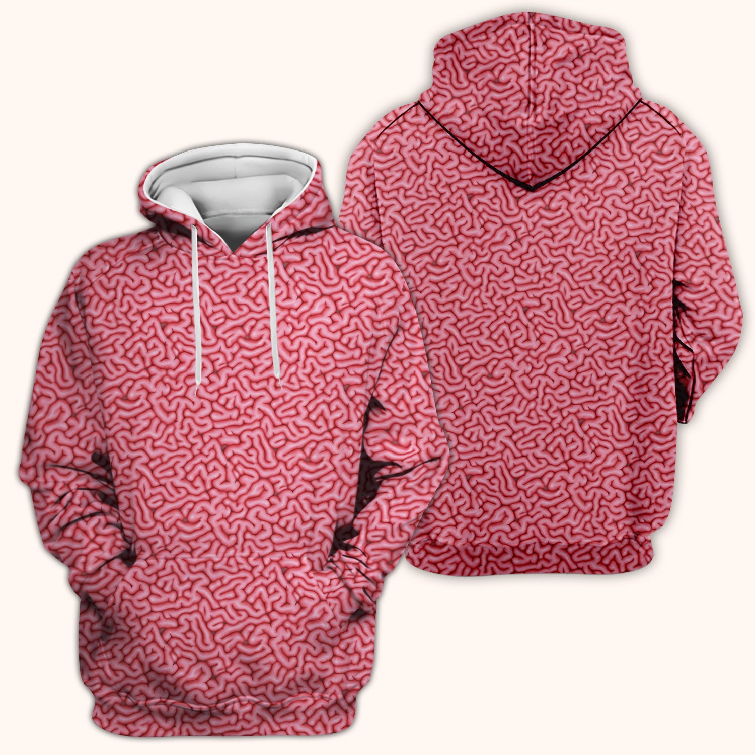 Pink Brain Anatomy Pattern Scrubs Top, Comfortable Scrubs for Nurses