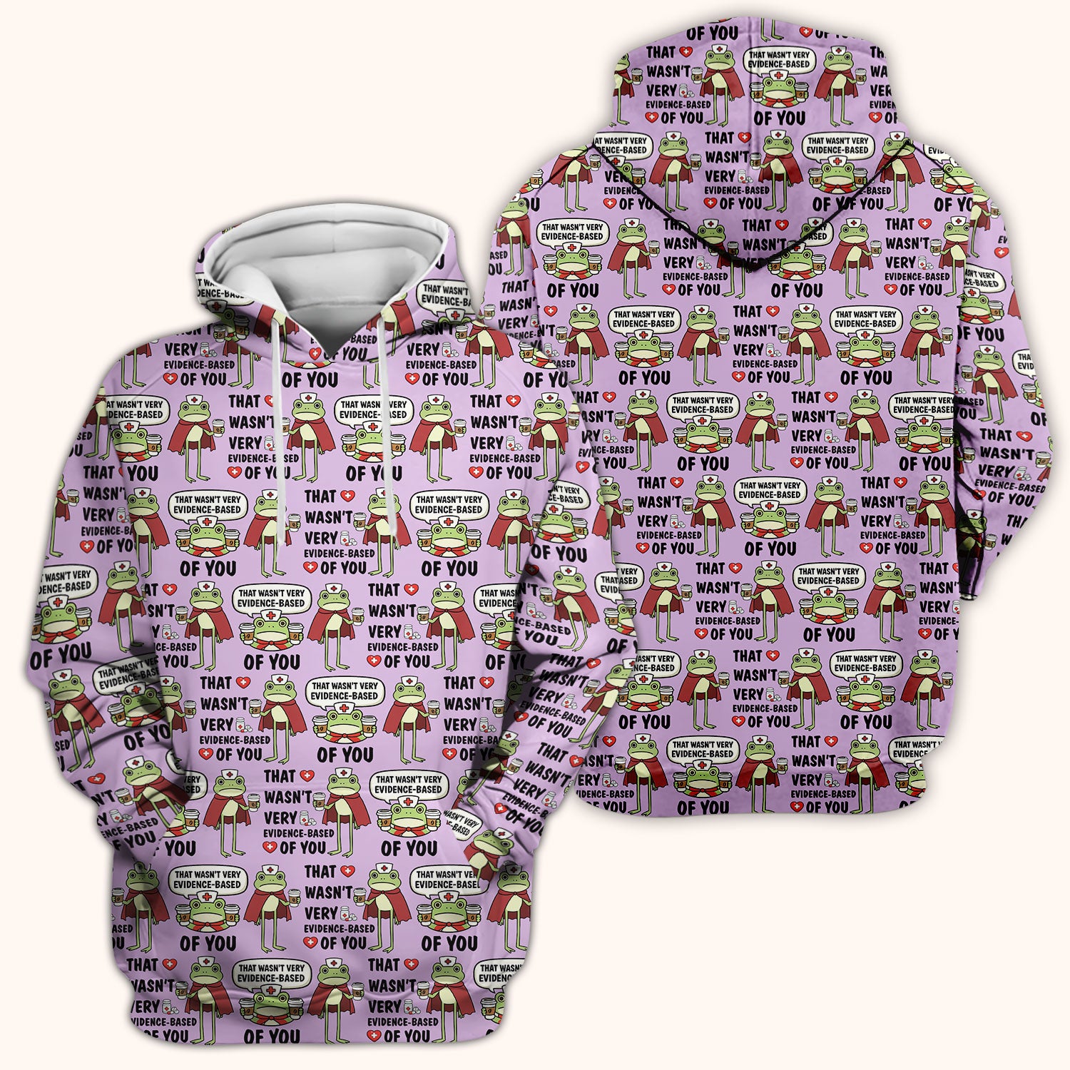 Funny Frog Nurse Quote Medical Pattern Scrub Top, Breathable Fabrics Nursing Uniform