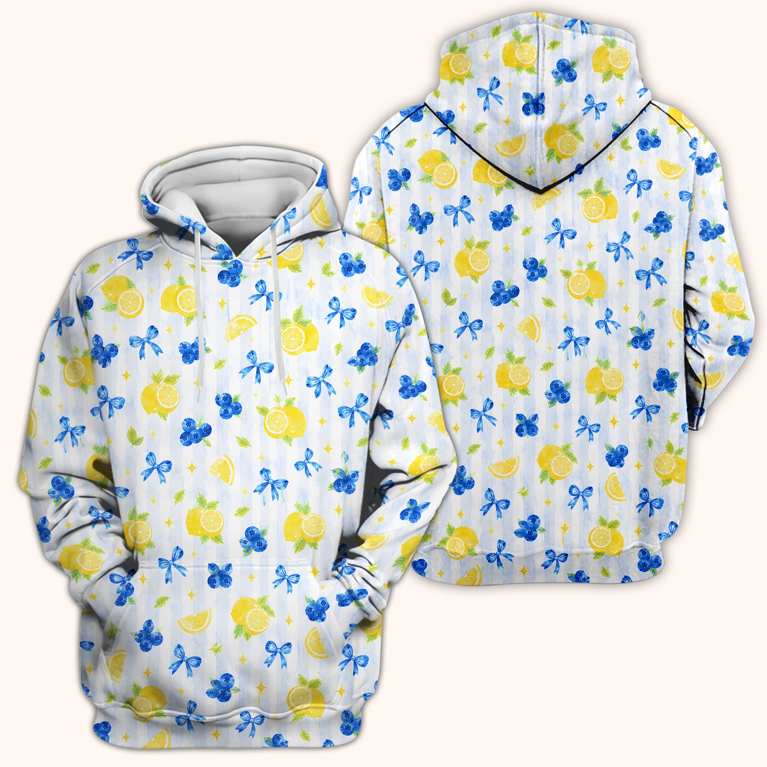 Lemon Blueberry Bow Nurse Scrub Top for RN, CNA, Healthcare Workers, Summer Fruit Uniform