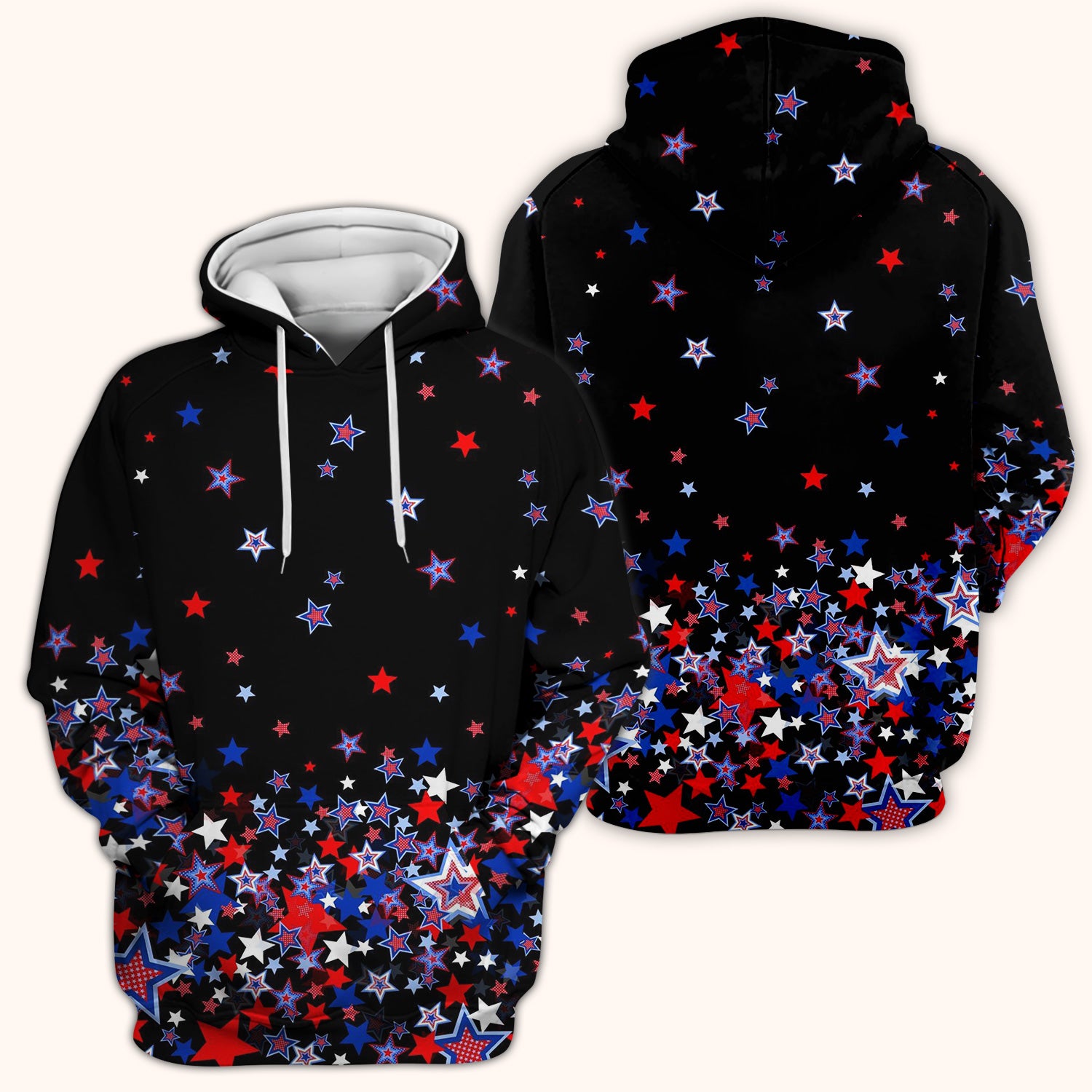 Festive Patriotic Red Blue Star Pattern Scrub Top, Comfortable Scrubs for Nurses