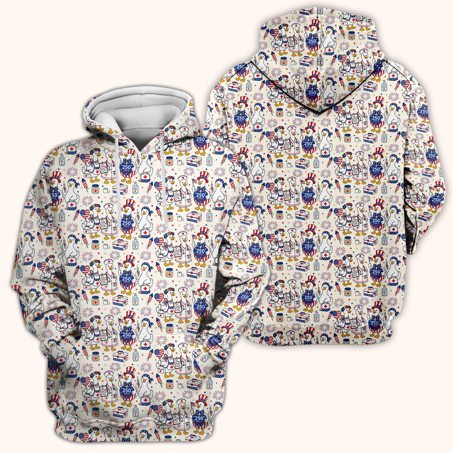 Funny Patriotic Goose Nurse for RN, CNA, Healthcare Workers Scrub Top, Comfortable Scrubs for Nurses