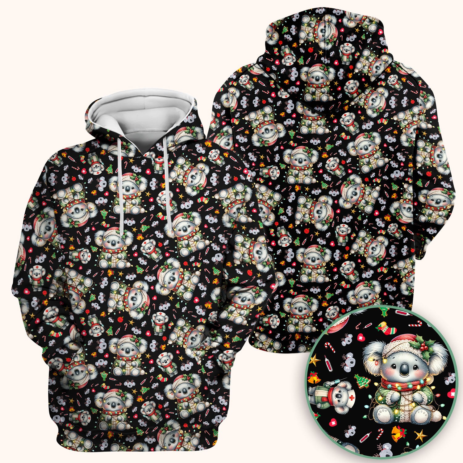 Christmas Koala Scrub Top - Cute Aussie Holiday Nurse Shirt for Women - Funny Animal Medical Uniform