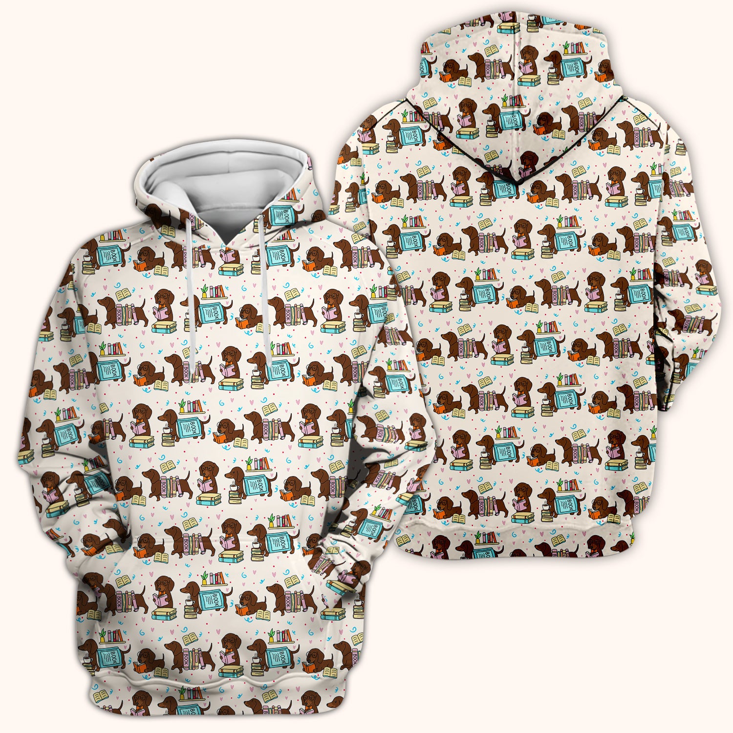 Cute Bookish Dachshund Reading Scrub Top, Comfortable Scrubs for Nurses