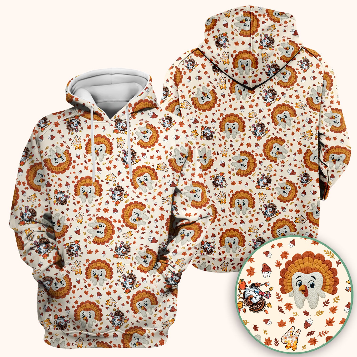 Funny Thanksgiving Tooth Scrub Top - Cute Turkey Dental Nurse Shirt - Fall Medical Uniform for Hygienists & Nurses