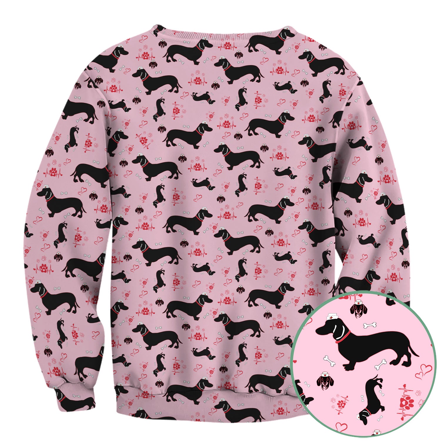 Dachshund Scrub Top - Cute Dog Print Scrubs for Women, Men Multi Color - Animal Scrub Shirt Gift for Nurse, CNA, RN, Doctor