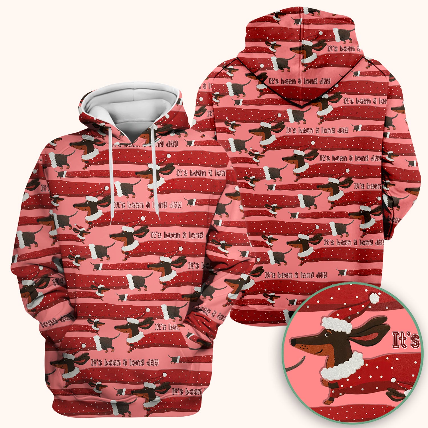 Funny Dachshund Christmas Scrub Top - It's Been a Long Day Shirt - Cute Wiener Dog Holiday Medical Uniform for Women