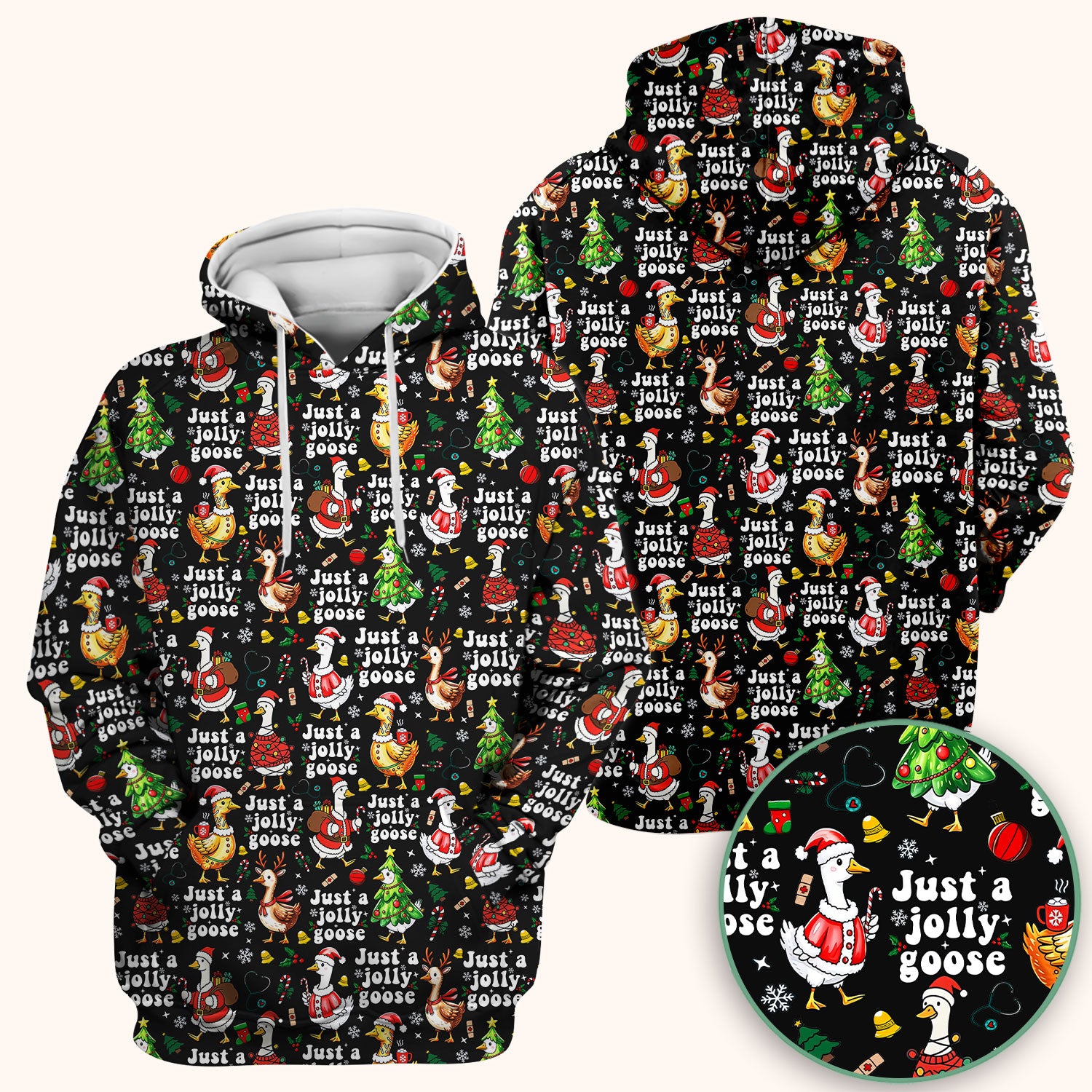 Just a Jolly Goose Funny Christmas Scrub Top - Holiday Medical Uniform for Nurse - Santa Goose Shirt Gift for Women