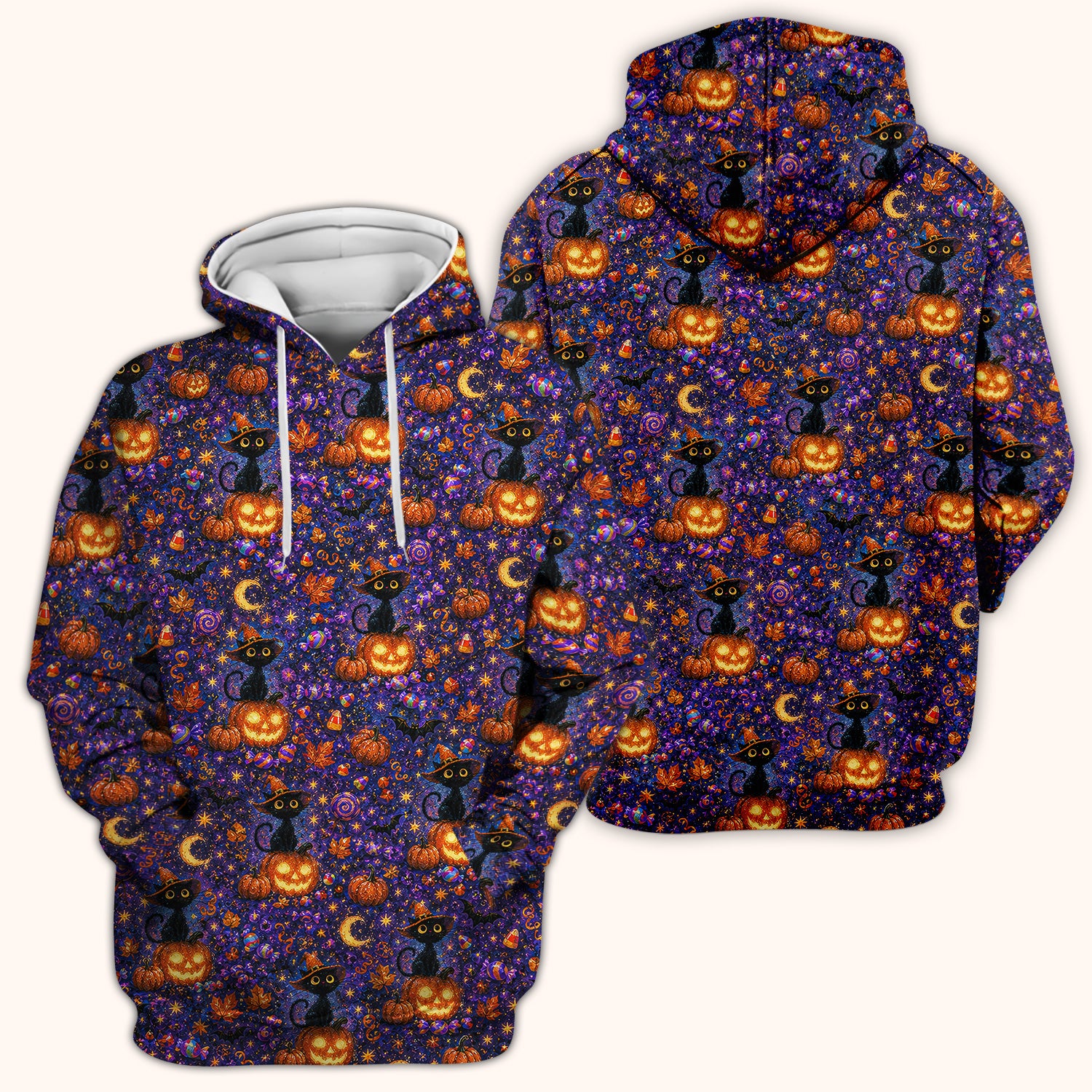 Mystical Halloween Witch Cat Scrub Top, Comfortable Scrubs for Nurses