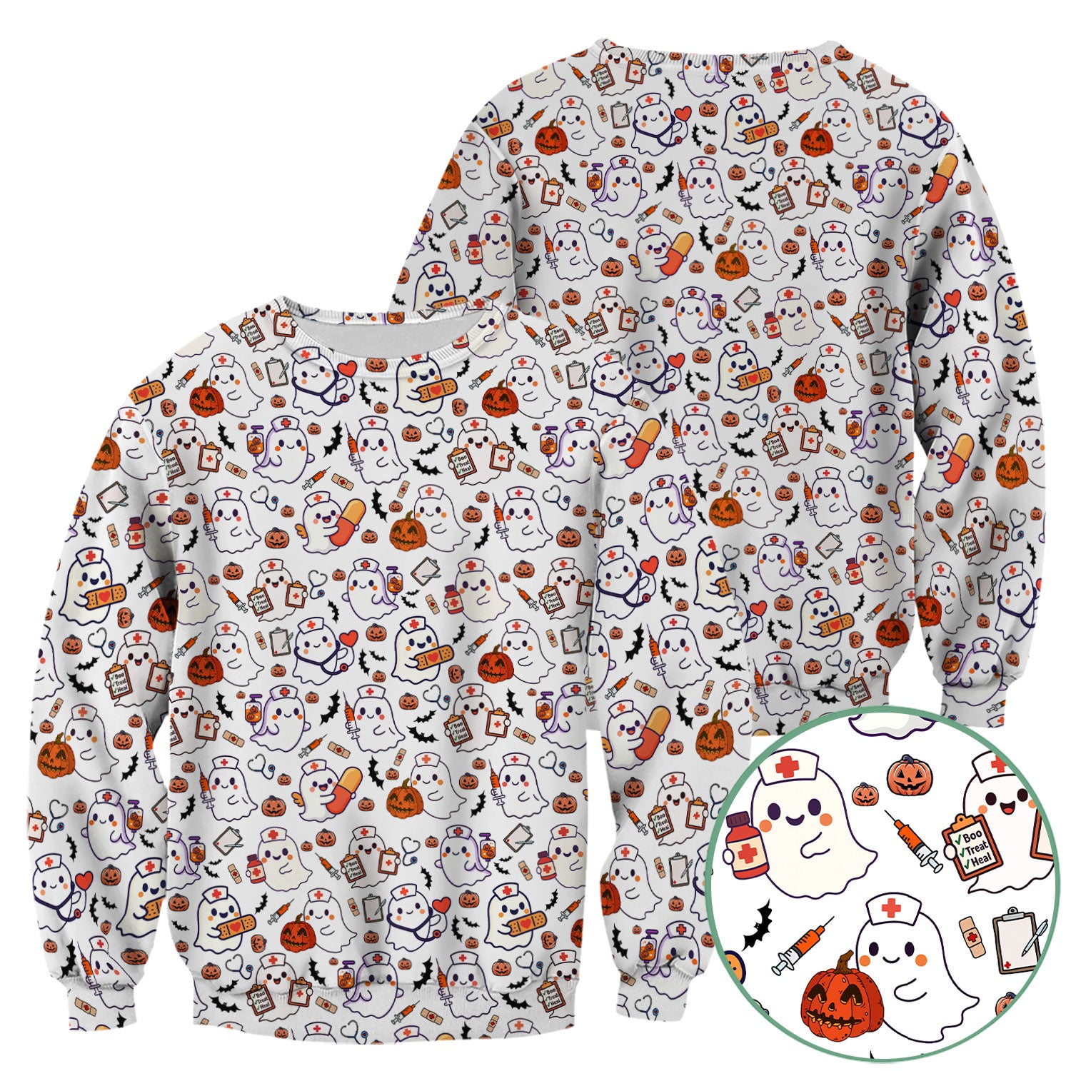 Halloween Scrubs for Women - Pumpkin Shirt - Comfortable Scrubs for Nurses - Breathable Fabrics Nursing Uniform - Holiday Gift for Her