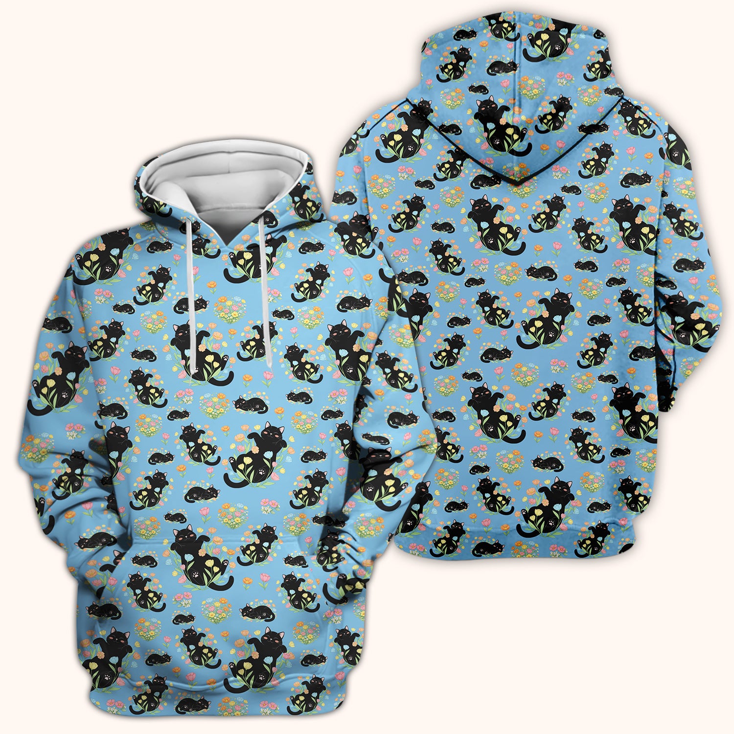 Cats With Cute Poses Floral Pattern Scrubs Top, Comfortable Scrubs for Nurses