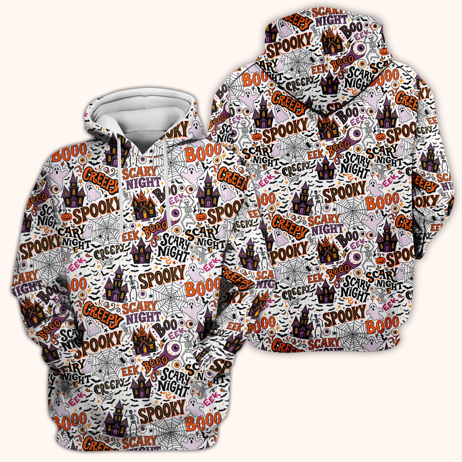 Spooky Halloween Haunted House Typography Scrub Top, Comfortable Scrubs for Nurses