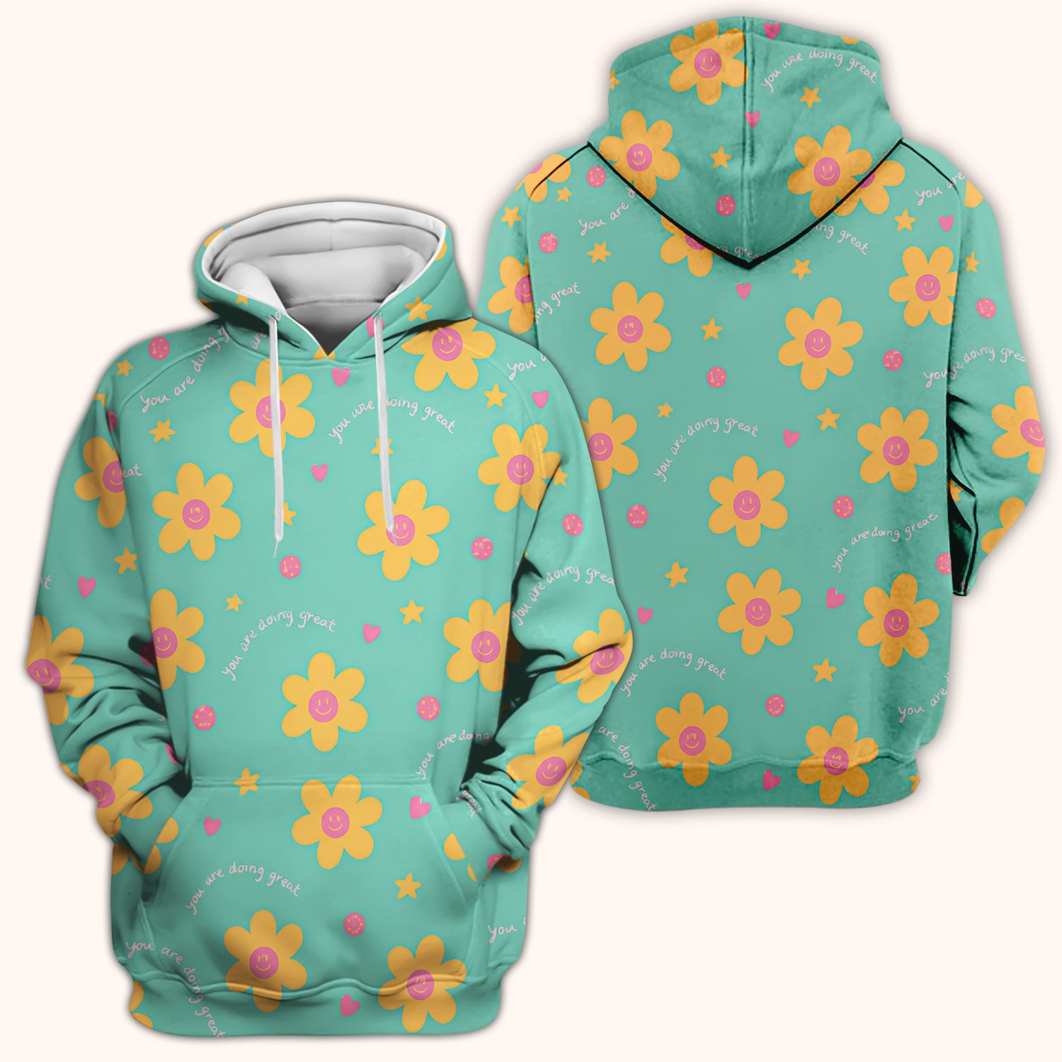Cheerful Smiley Flower Pattern, Positive Medical Scrub Top, Comfortable Scrubs for Nurses