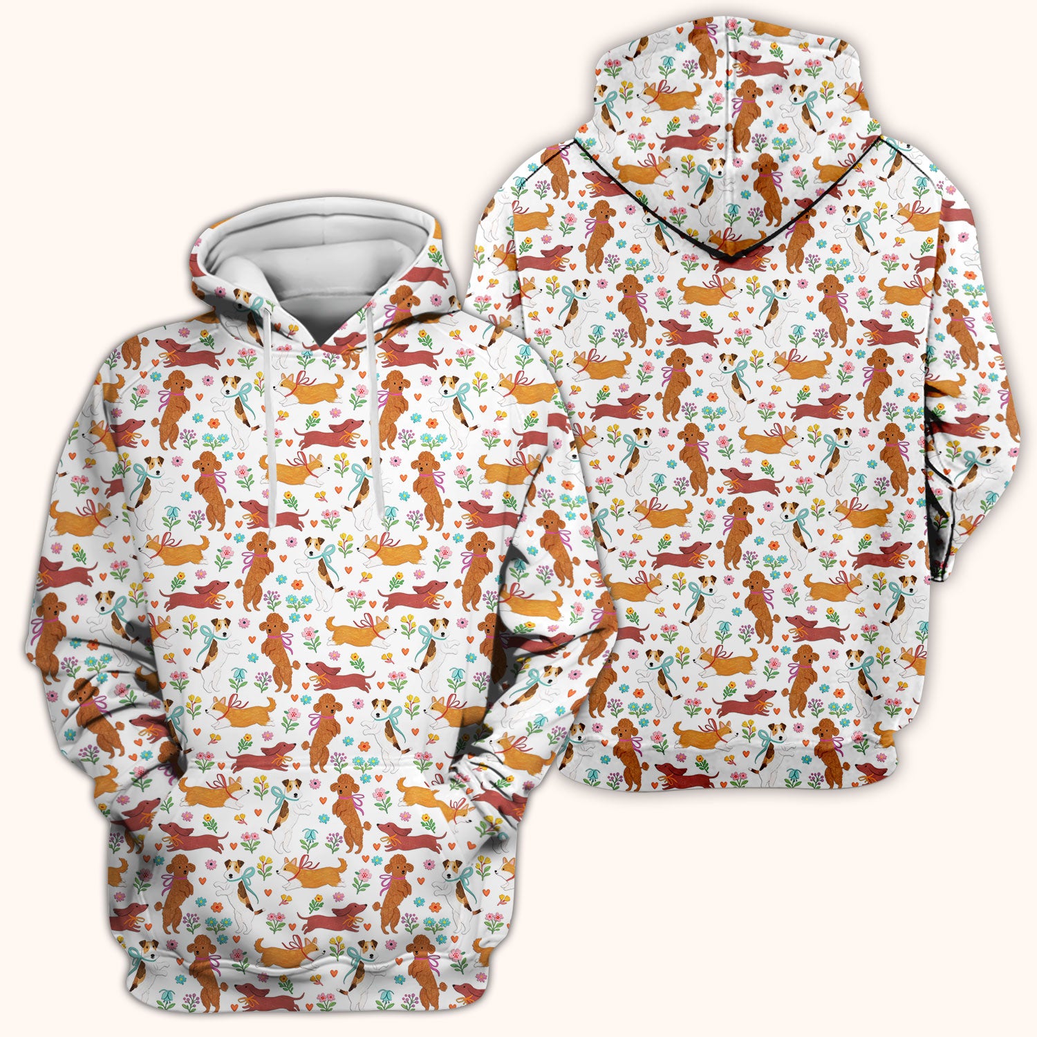 Cute Cartoon Dog Print Nurse Scrub Top, Comfortable Scrubs for Nurses