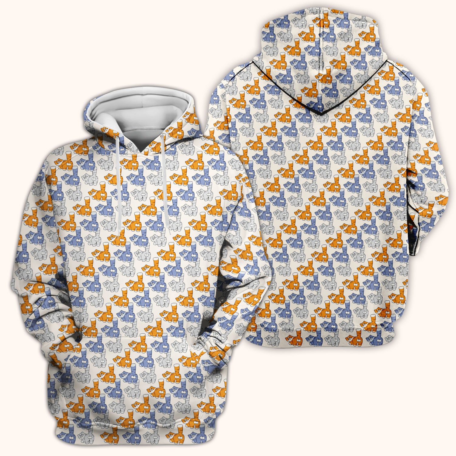 Cute Cartoon Cat Pattern Scrub Top for Nurses, Comfortable Scrubs for Nurses
