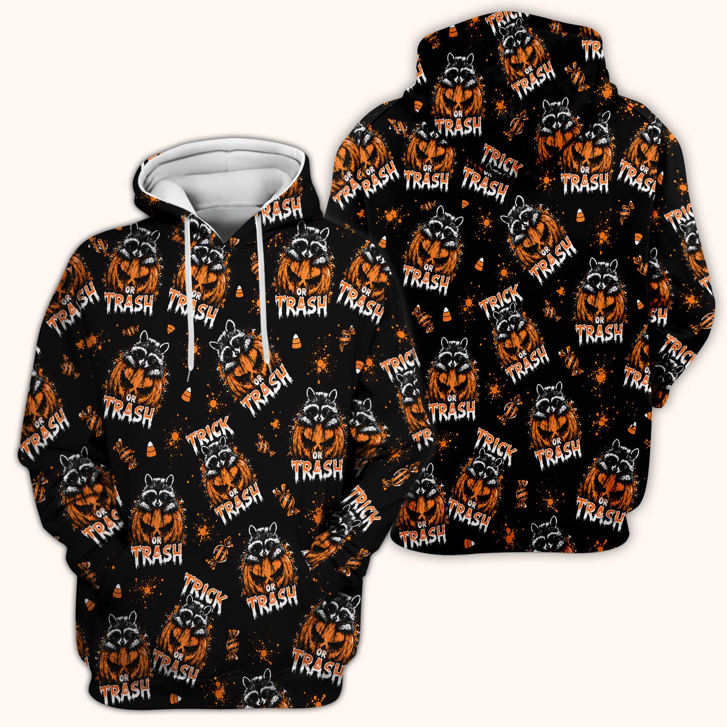 Funny Halloween Trick Or Trash Raccoon Scrub Top, Comfortable Scrubs for Nurses