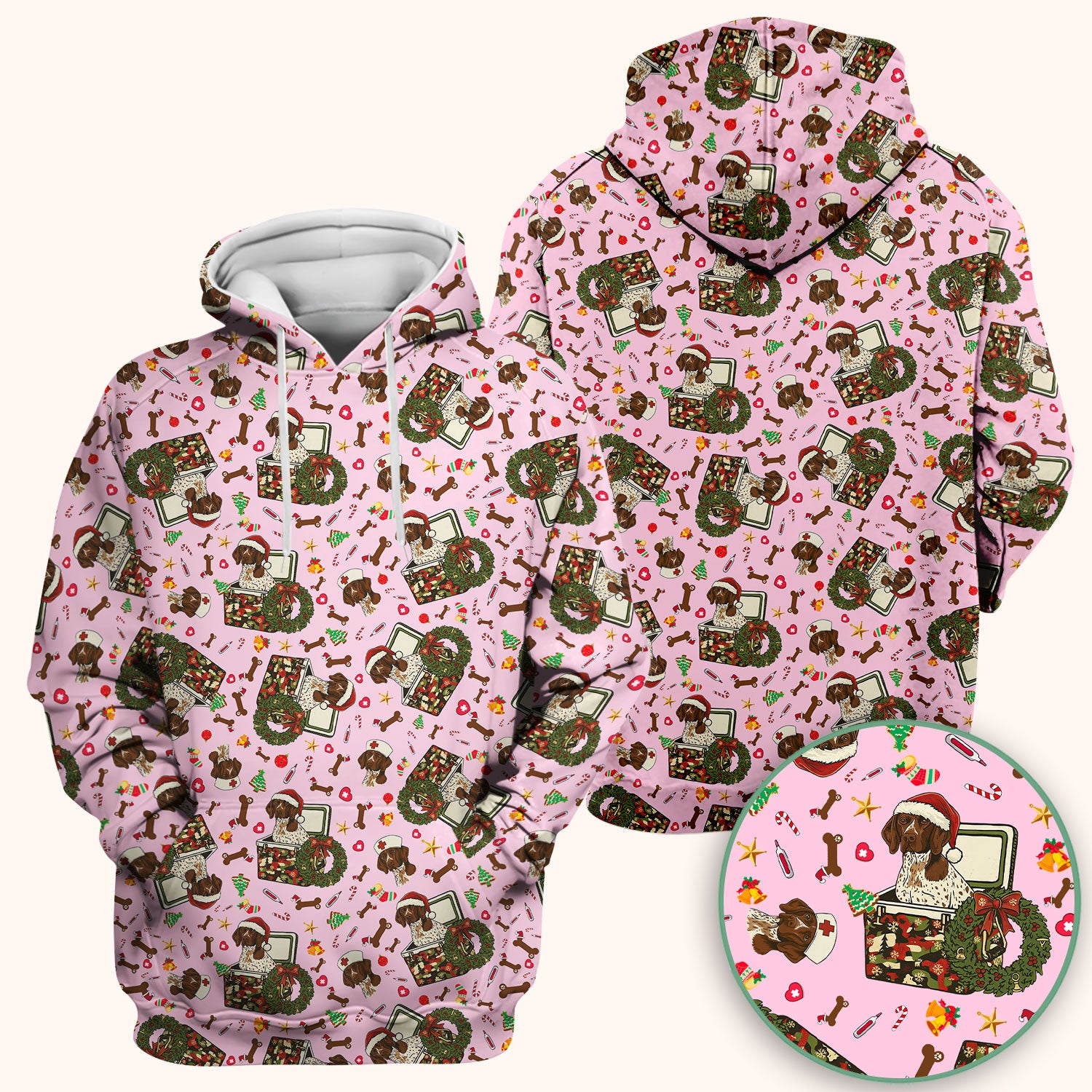 Christmas Dachshund Scrub Top - Cute Sausage Dog Nurse Shirt - Funny Holiday Medical Uniform for Women RN LPN CNA Gift