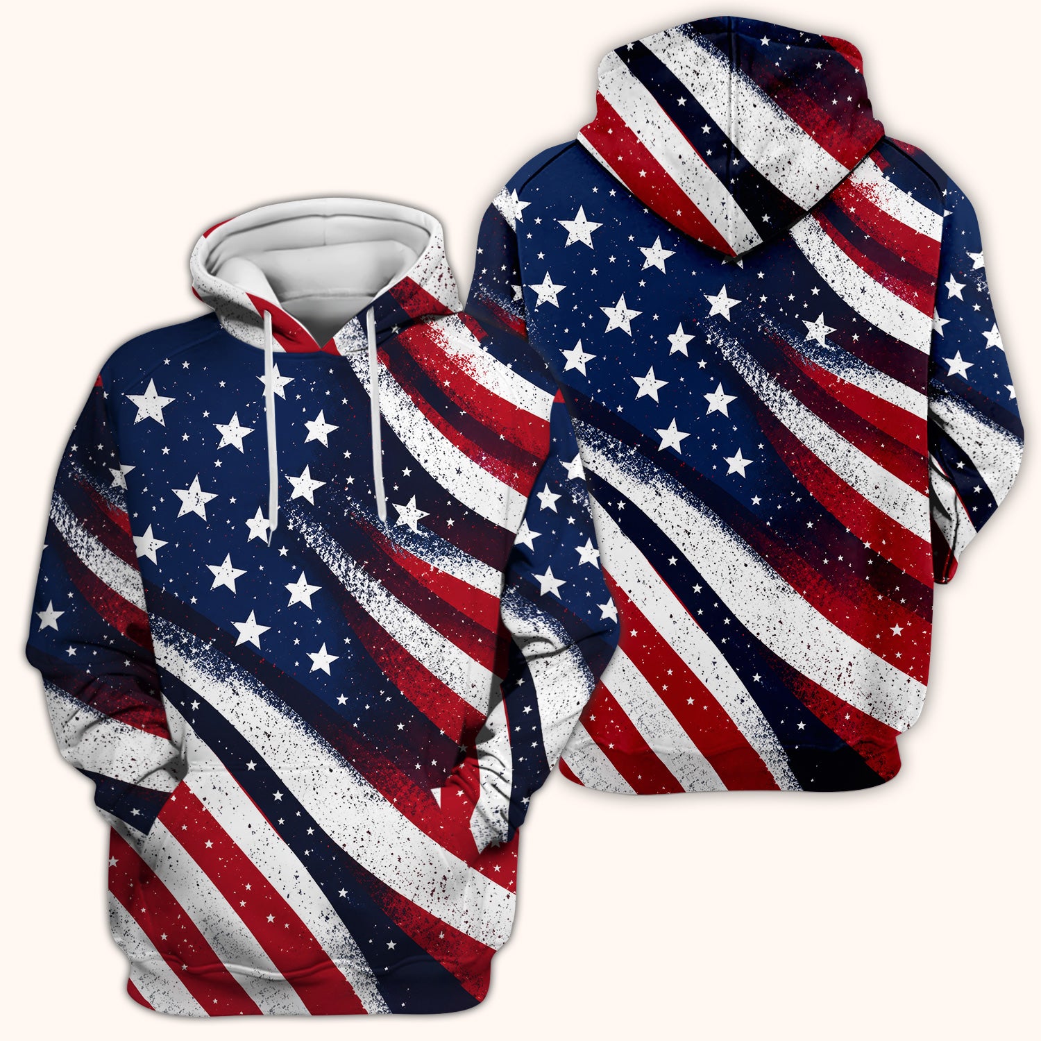 Festive American Flag Stars Pattern Scrub Top, Comfortable Scrubs for Nurses