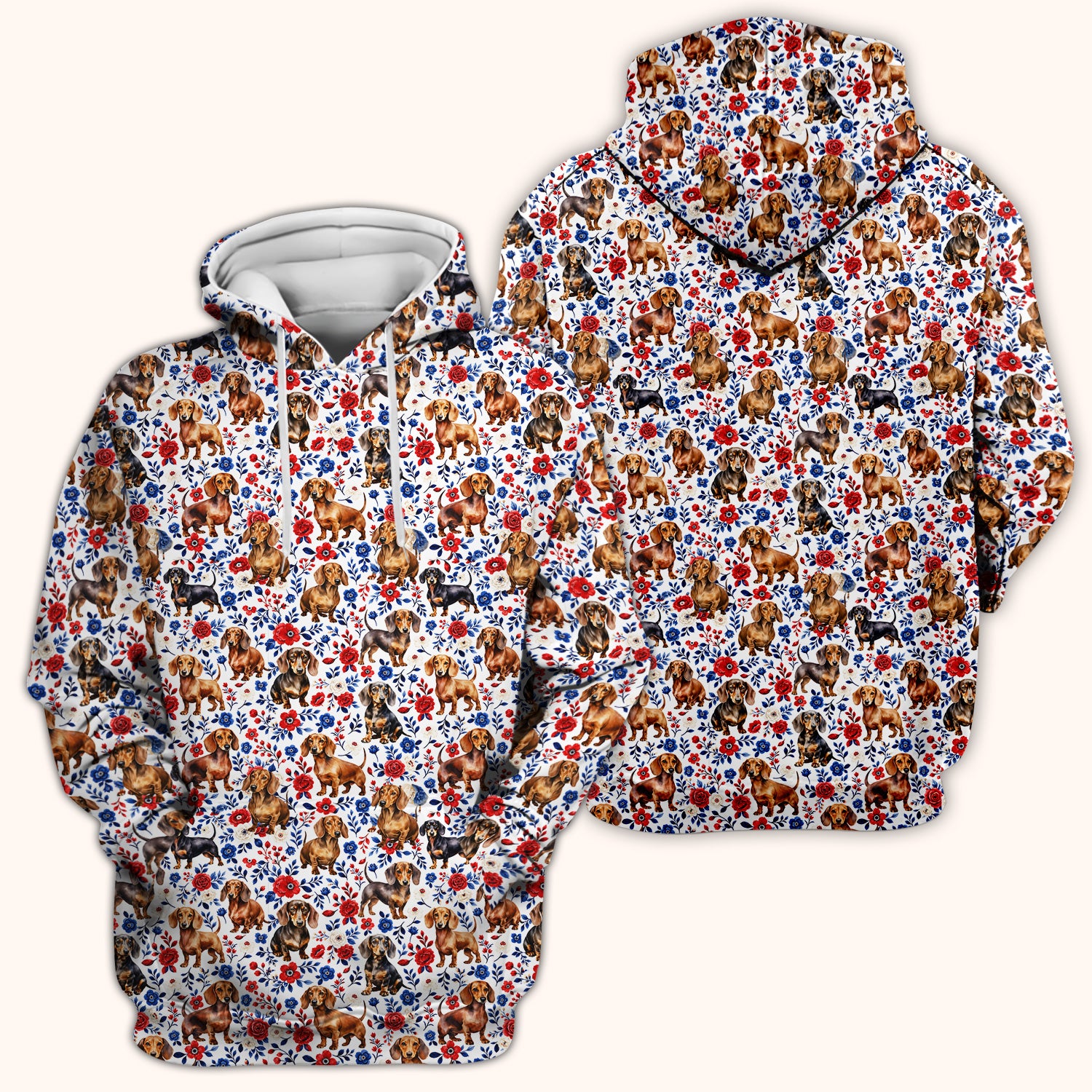Floral Dachshund Nurse Scrub Top for RN, CNA, Veterinary Staff, Dog Lover Uniform
