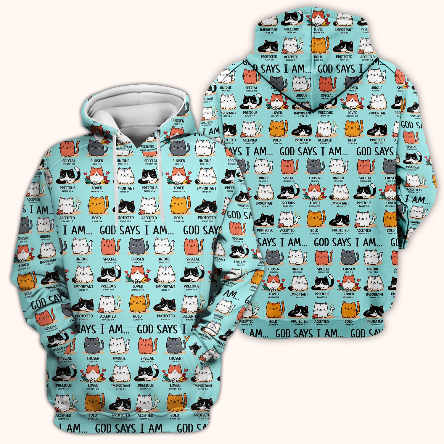 Cute Christian Cat God Says I Am Scrub Top, Comfortable Scrubs for Nurses