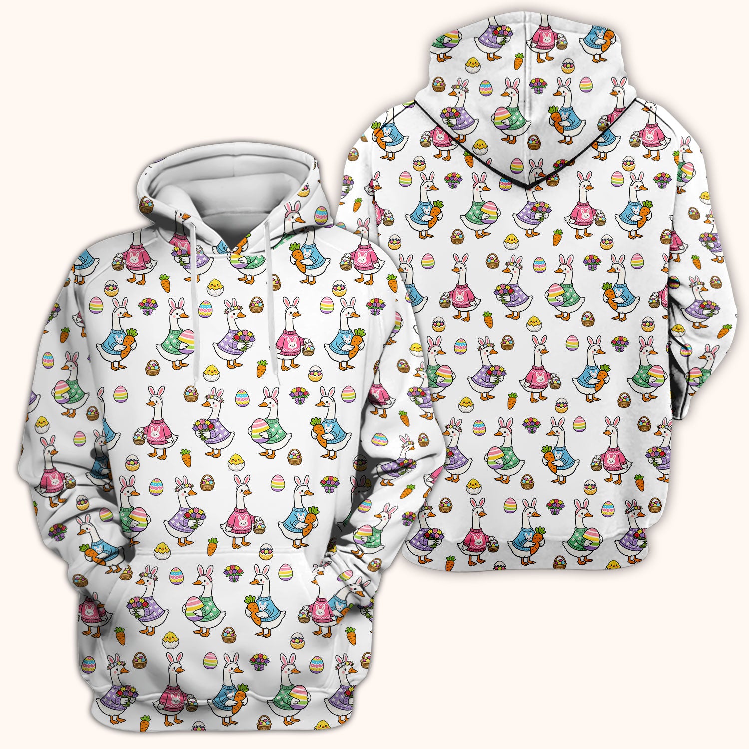 Cute Easter Goose Pattern Scrub Top, Breathable Fabrics Nursing Uniform