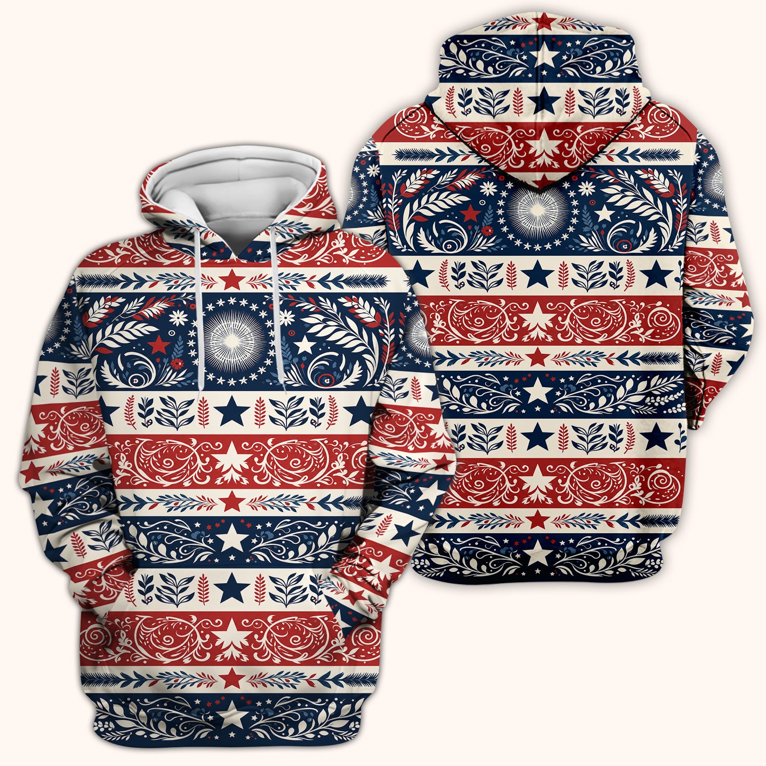 Patriotic Americana Starburst Floral Pattern Scrub Top, Comfortable Scrubs for Nurses