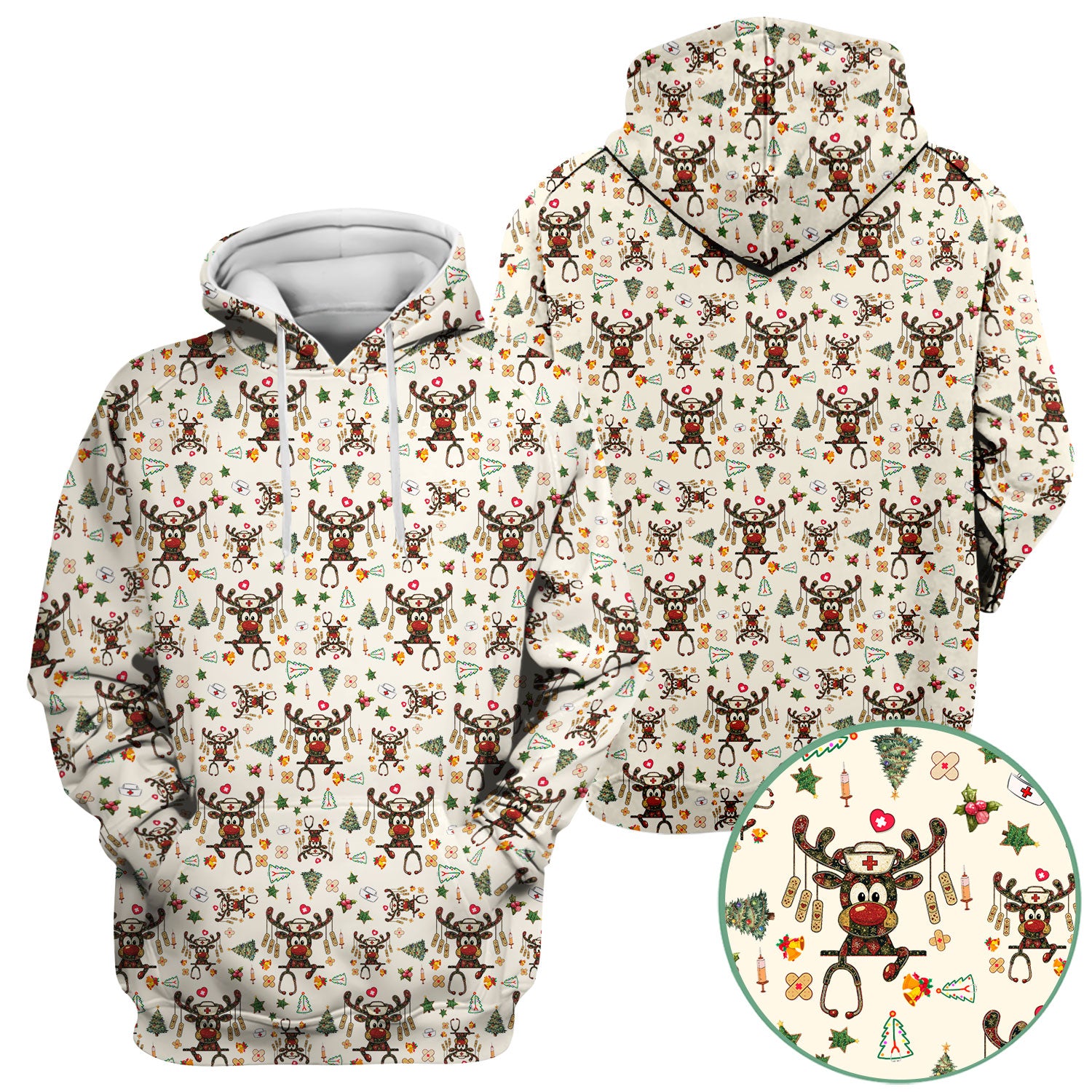 Reindeer Christmas Nurse Scrub Top - Funny Holiday Scrub Shirt - Cute Medical Uniform for Women RN LPN CNA Gift