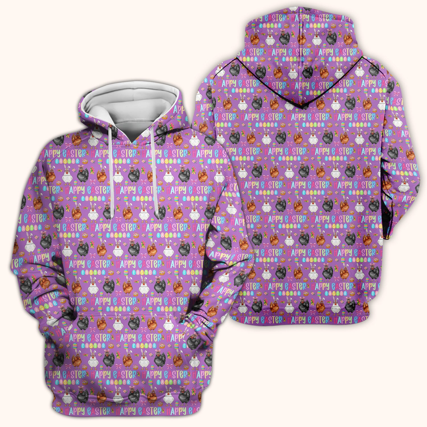 Happy Easter Bunny Eggs Pattern Scrubs Top, Comfortable Scrubs for Nurses
