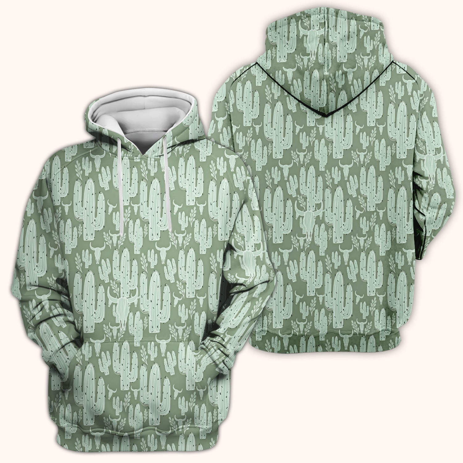Funny Desert Cactus Skull Pattern Scrub Top, Comfortable Scrubs for Nurses