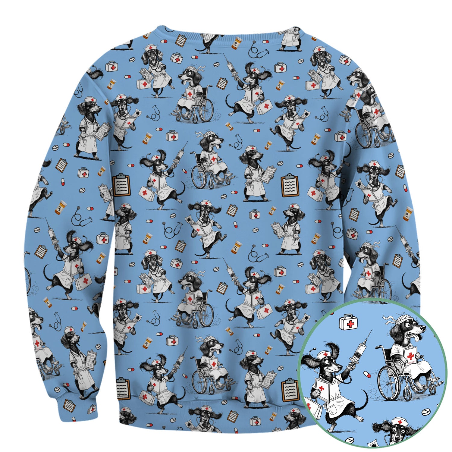 Custom Nurse Scrubs for Women - Funny Dog Print Medical Top - Multi Color Personalized Nursing Shirt for Healthcare Workers