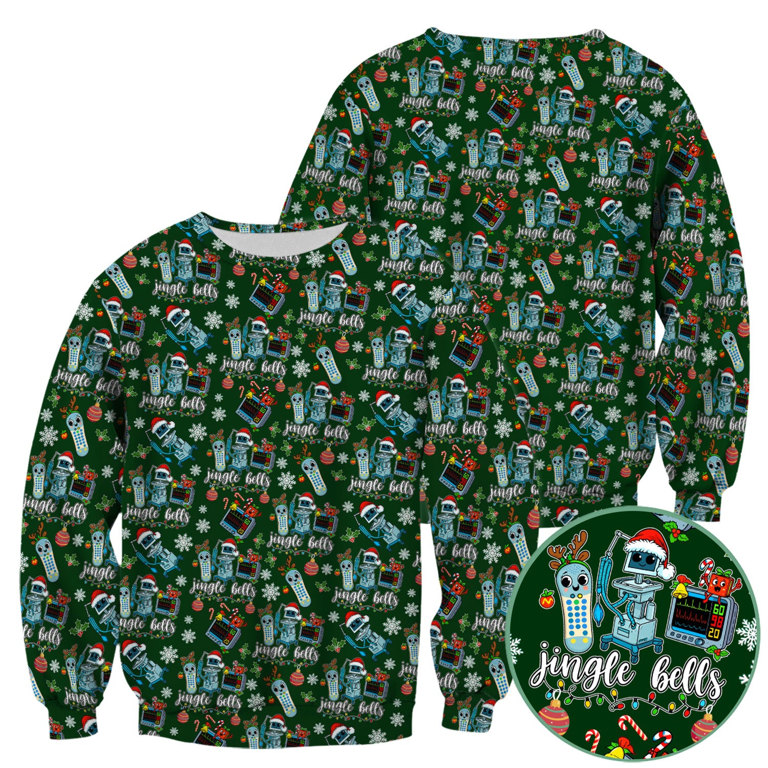Funny Jingle Bells Holiday Scrub Top - Funny Christmas Scrubs for Nurses - Breathable Fabrics Nursing Uniform