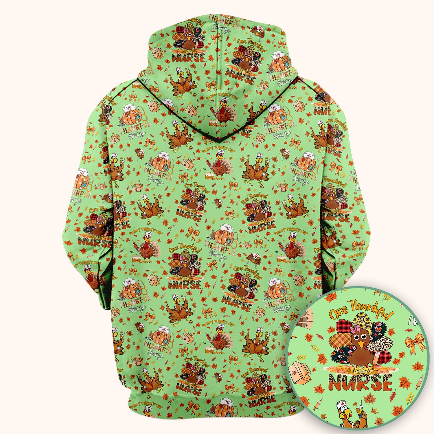 Thanksgiving Nurse Fall Scrub Top for Women - Cute Turkey and Pumpkin Shirt - Autumn Medical Shirt Gift for RN CNA LPN Doctor