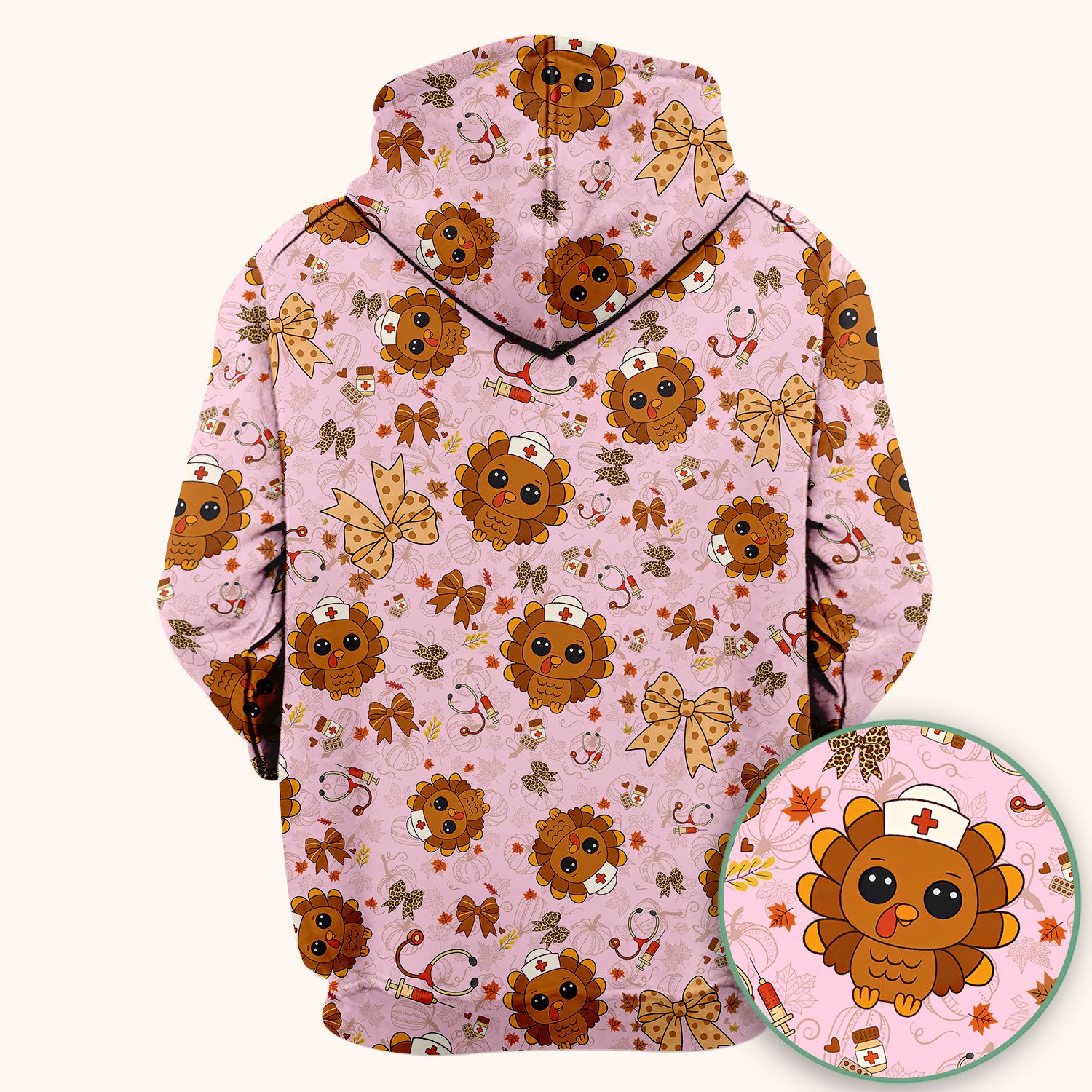 Thanksgiving Turkey Scrub for Nurses - Breathable Fabrics Nursing Uniform - Autumn Med Shirt Gift for Women