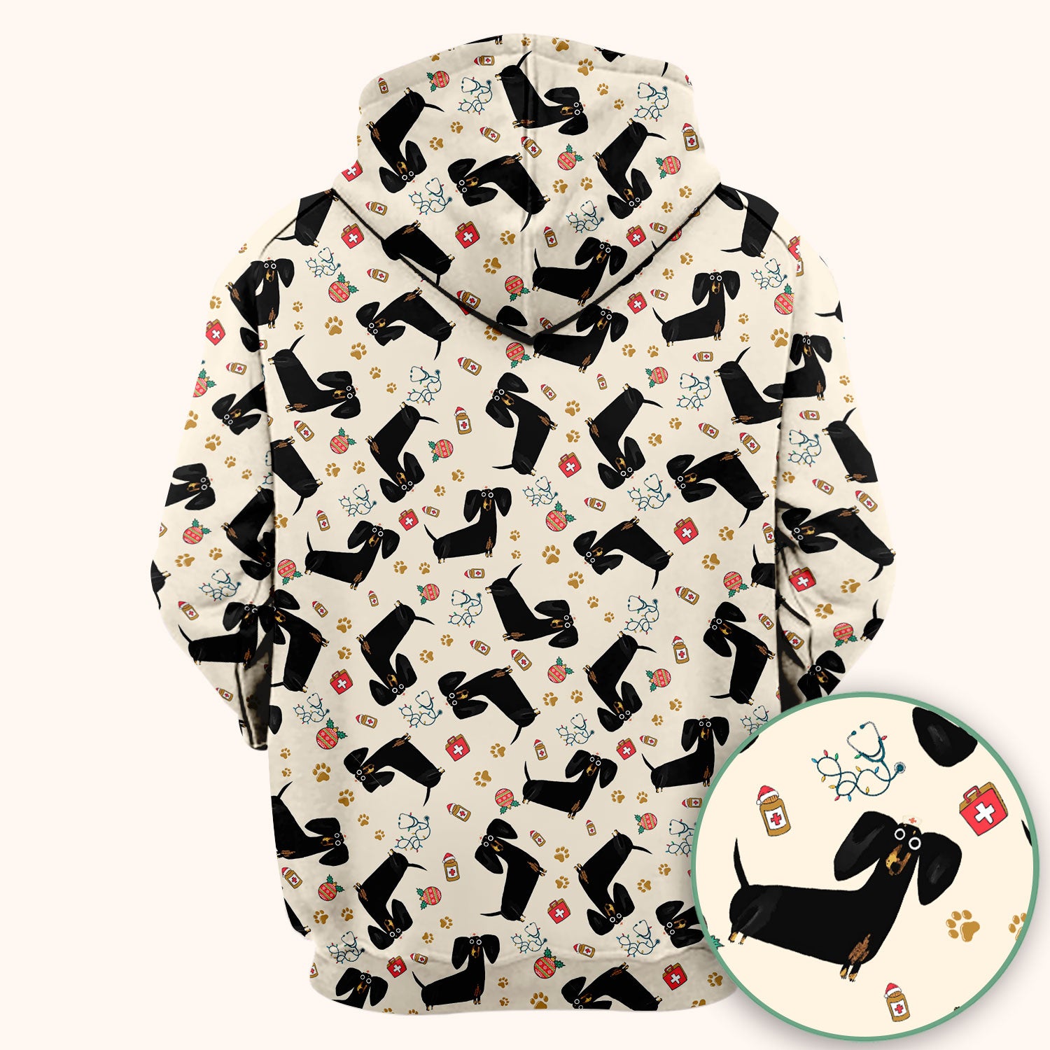 Funny Black Dachshund Scrub Top for Nurses - Cute Wiener Dog Medical Shirt - Puppy Lover Nursing Gift for Women