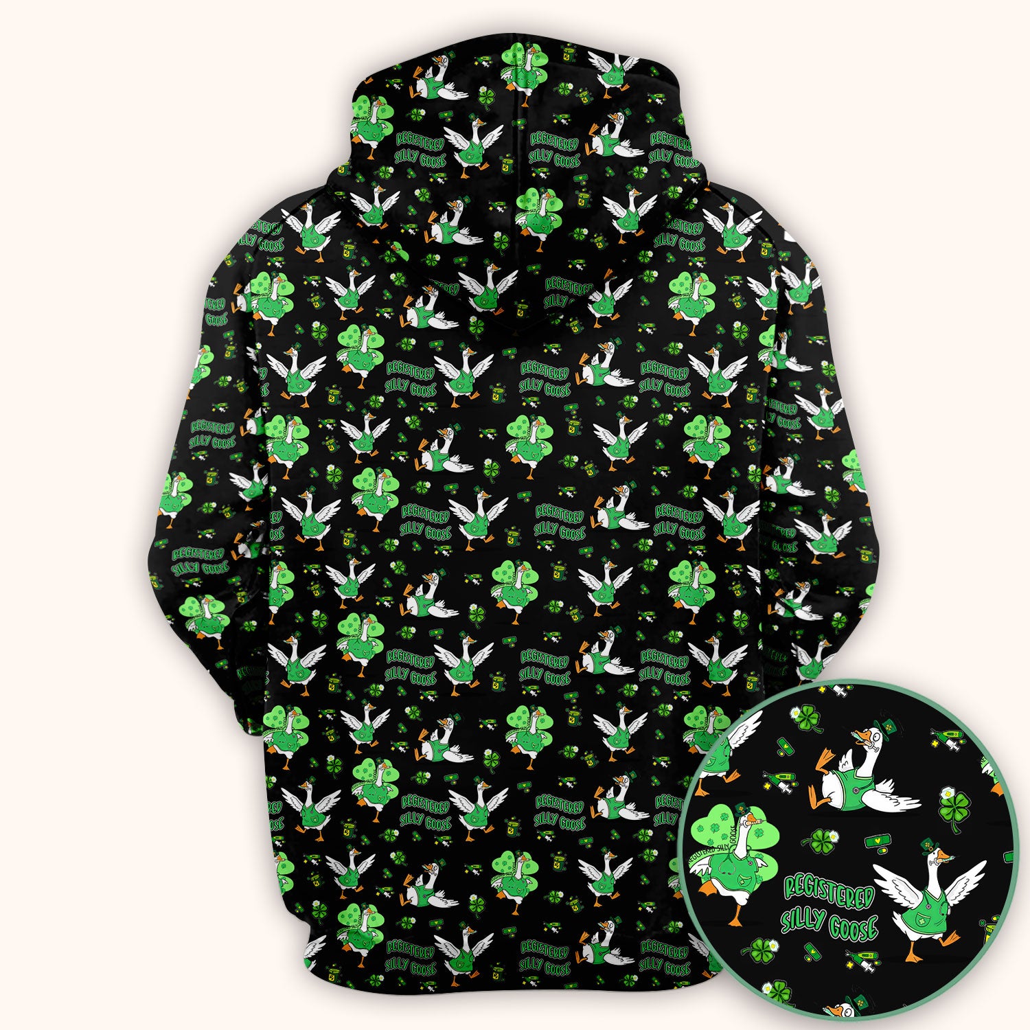 Silly Goose St. Patrick’s Day Scrub Top, Funny Goose Shamrock Pattern Nurse Scrub Shirt, Irish Green Nursing Uniform