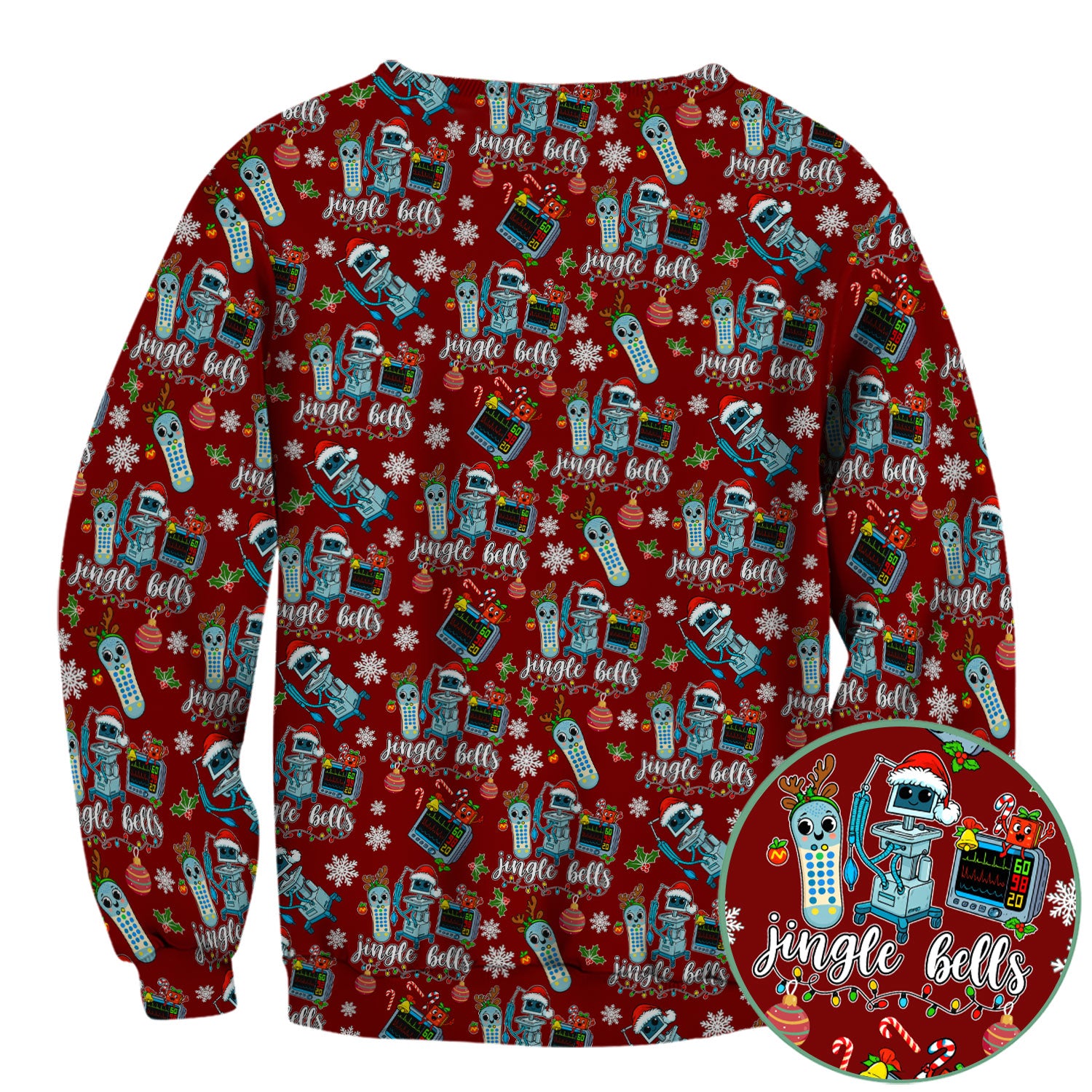 Funny Jingle Bells Holiday Scrub Top - Funny Christmas Scrubs for Nurses - Breathable Fabrics Nursing Uniform
