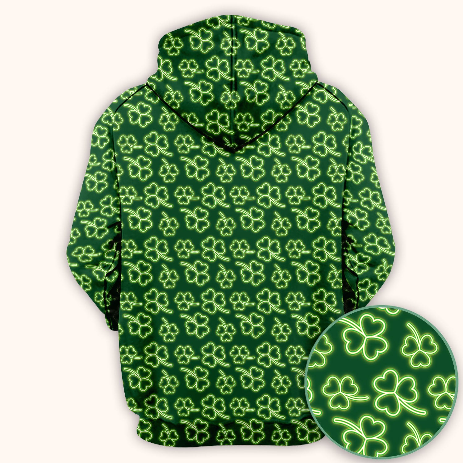 Neon Shamrock Nurse Scrub Top, St. Patrick’s Day Glow Green Pattern Pattern Shirt,  Breathable Fabrics Nursing Uniform