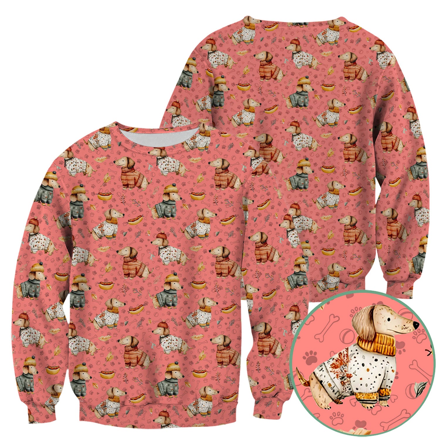 Fall Wiener Dog Nurse Scrub Top - Cozy Sausage Dog Autumn Medical Shirt for Women RN CNA LPN - Thanksgiving Gift