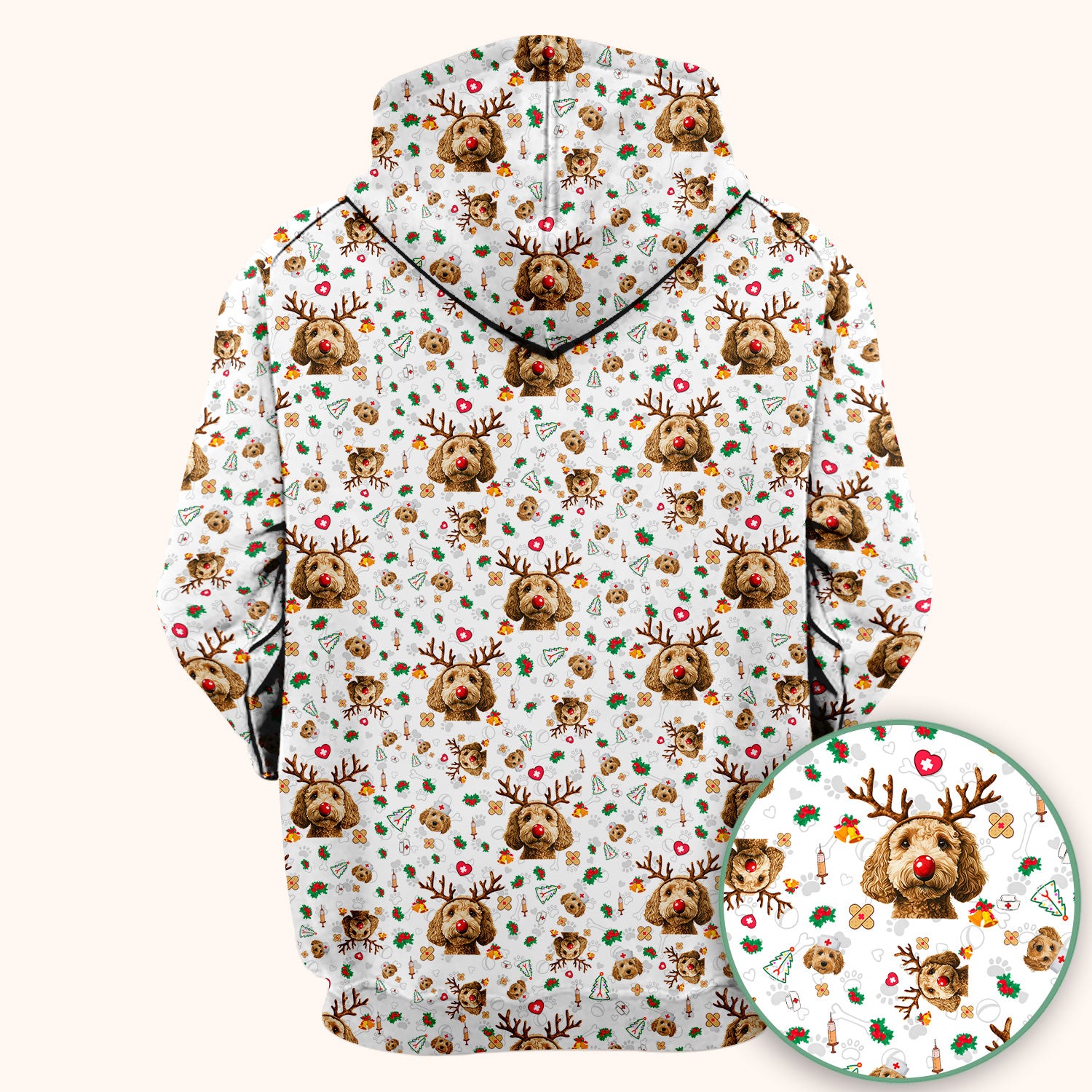 Christmas Labradoodle Scrub Top - Funny Reindeer Dog Nurse Shirt - Cute Holiday Medical Uniform for Women Healthcare Gift