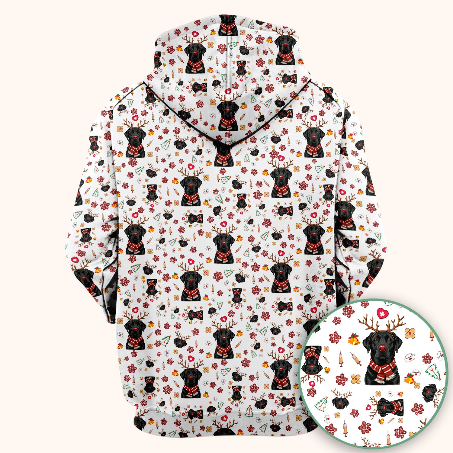 Funny Black Lab Reindeer Scrub Top - Christmas Dog Nurse Shirt - Cute Holiday Medical Uniform Gift for RN LPN CNA