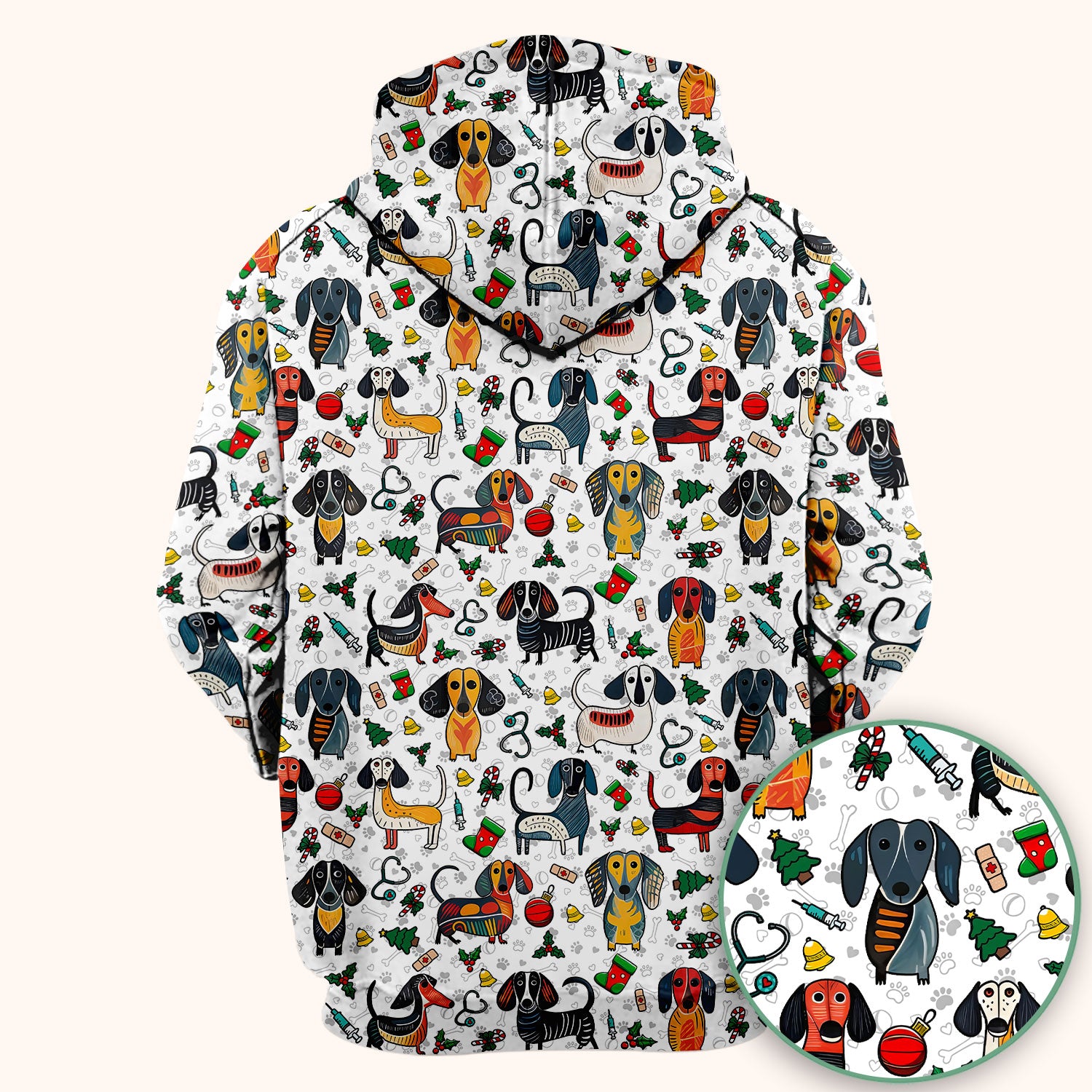 Dachshund Christmas Scrub Top - Cute Wiener Dog Nurse Uniform for Women - Holiday Medical Shirt