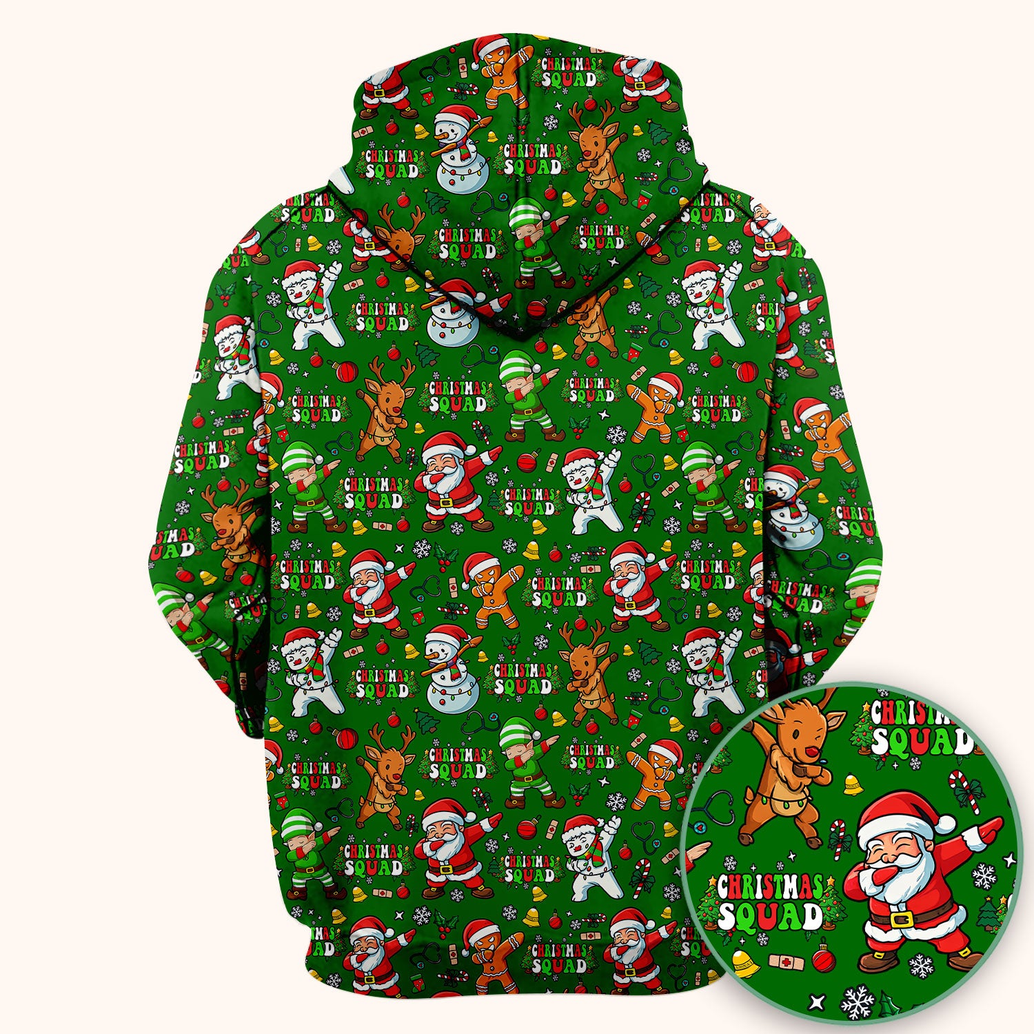 Christmas Squad Scrub Top - Dancing Santa, Reindeer & Elf Shirt - Funny Holiday Medical Uniform for Nurses, Doctors & Vet Techs