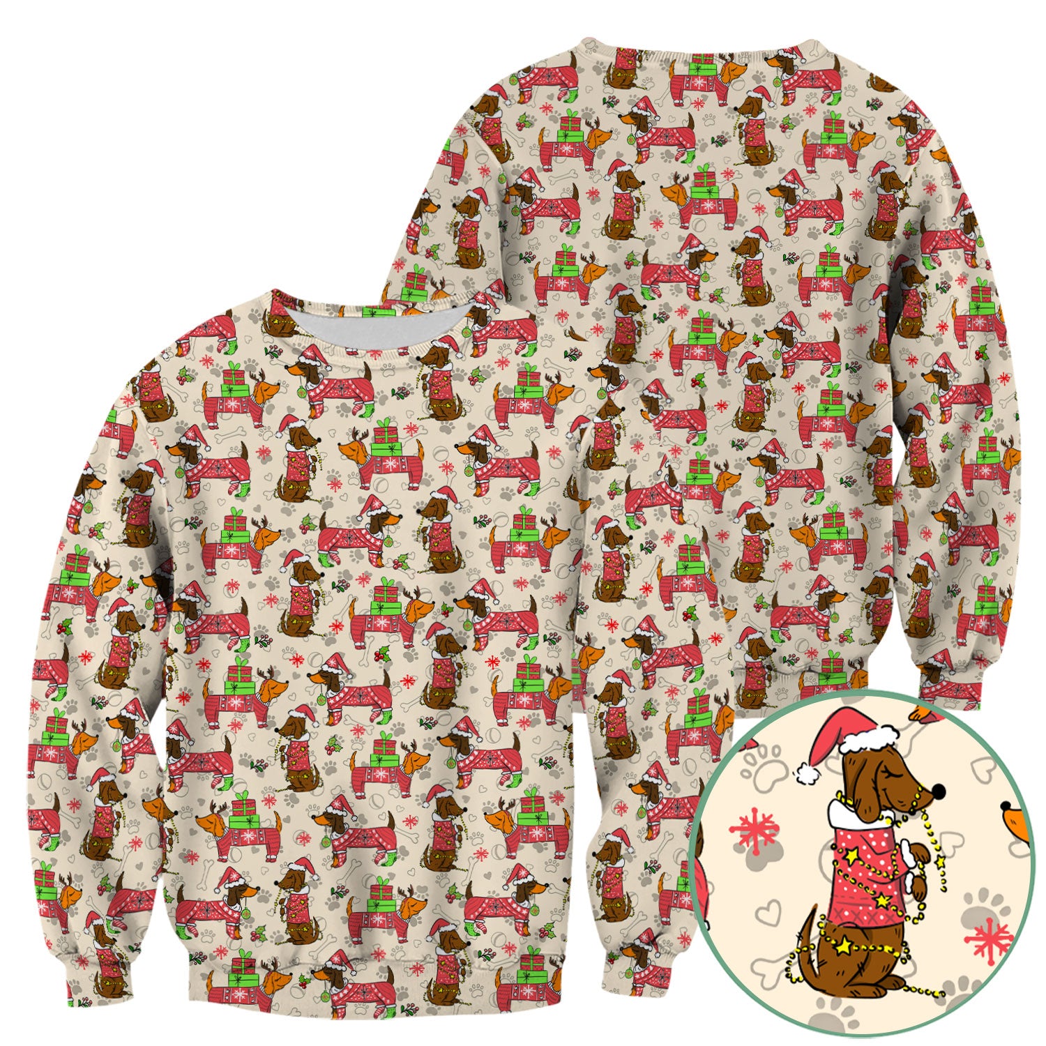 Christmas Dachshund Nurse Scrub Top for Women - Cute Sausage Dog in Santa Hat & Xmas Gift - Funny Holiday Nursing Shirt RN LPN CNA